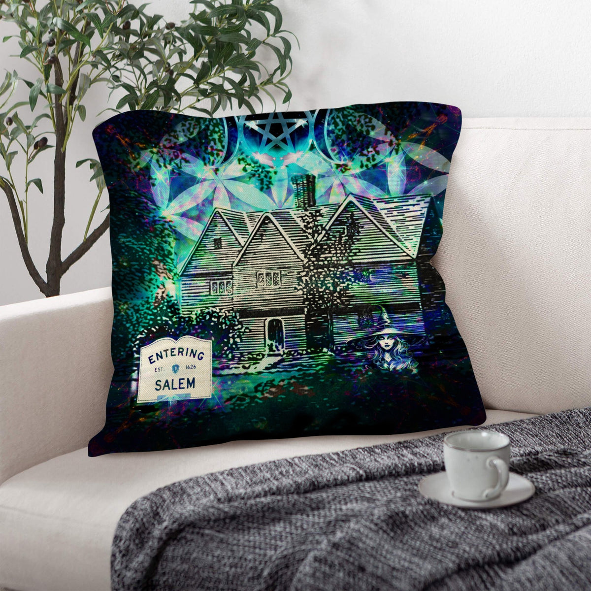 Katerina's Now & Forever Salem Witch Meditations Linen Throw Pillow 18" x 18" ( 1 Piece ) | Ships from USA