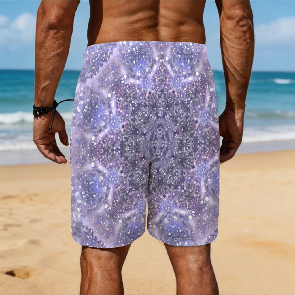 Katerina's Lilac Star Desires Men's All Over Print Beach Shorts (Sets 26) | Ships from USA