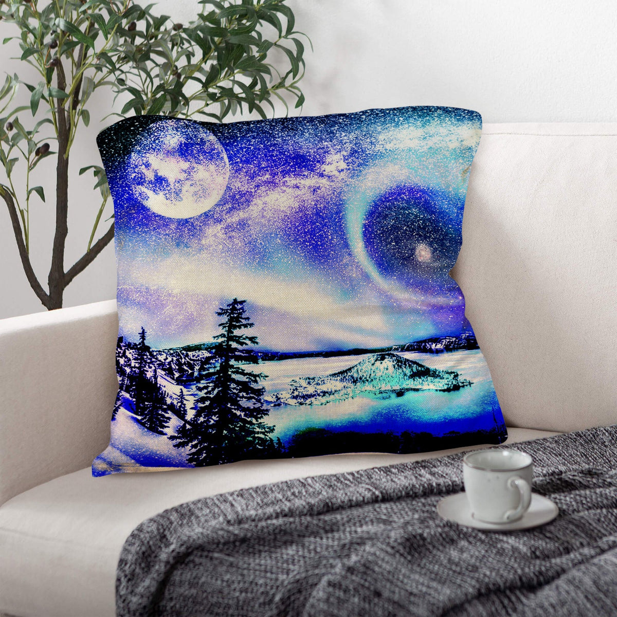 Katerina's Lolite Noel Yule Night Dreams Linen Throw Pillow 18" x 18" ( 1 Piece ) | Ships from USA