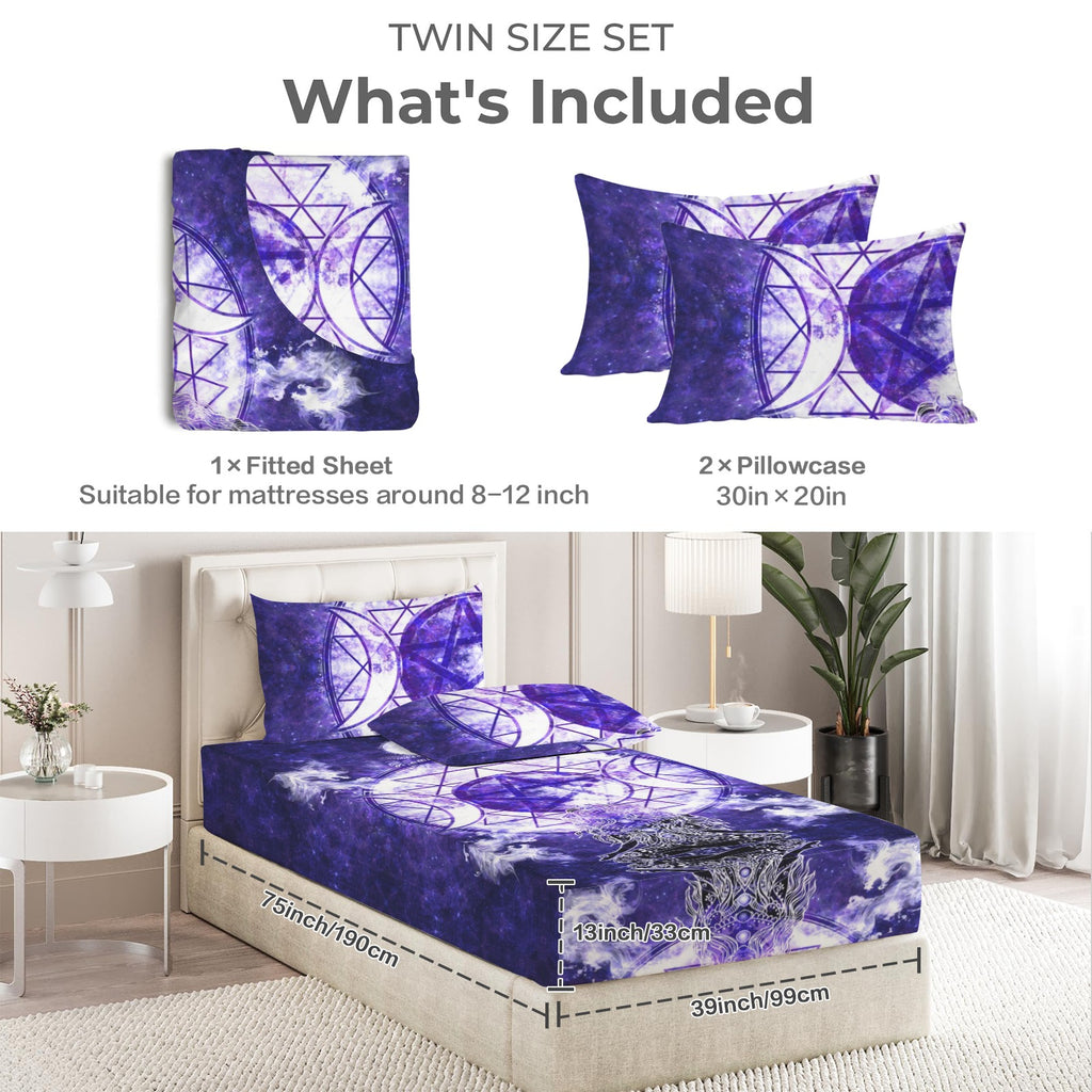 Katerina's Dragon's Eye Magickal Awakening Meditations Twin Bedding Set (Fitted Sheet + Pillowcases) | Ships from USA