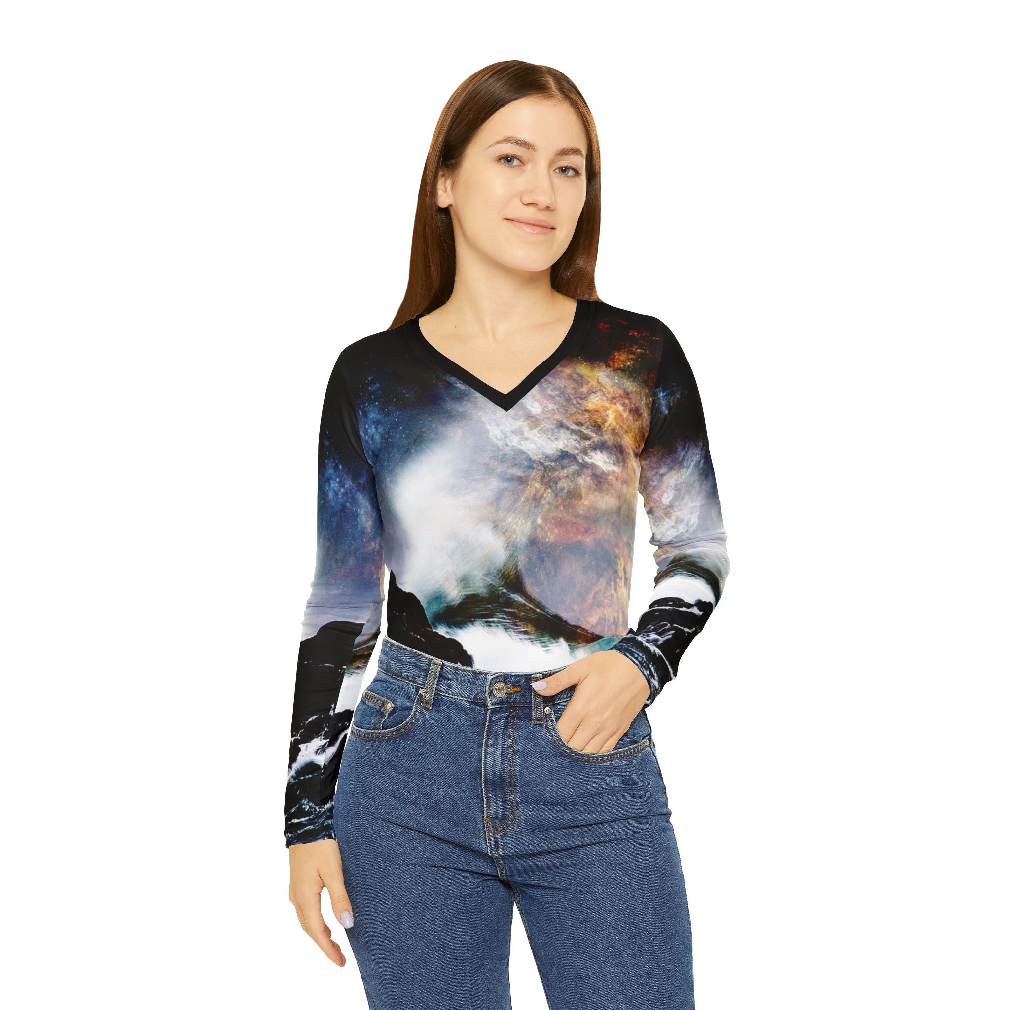 Breathe Again Serenity Bay Dreams Women's Long Sleeve V-neck Shirt
