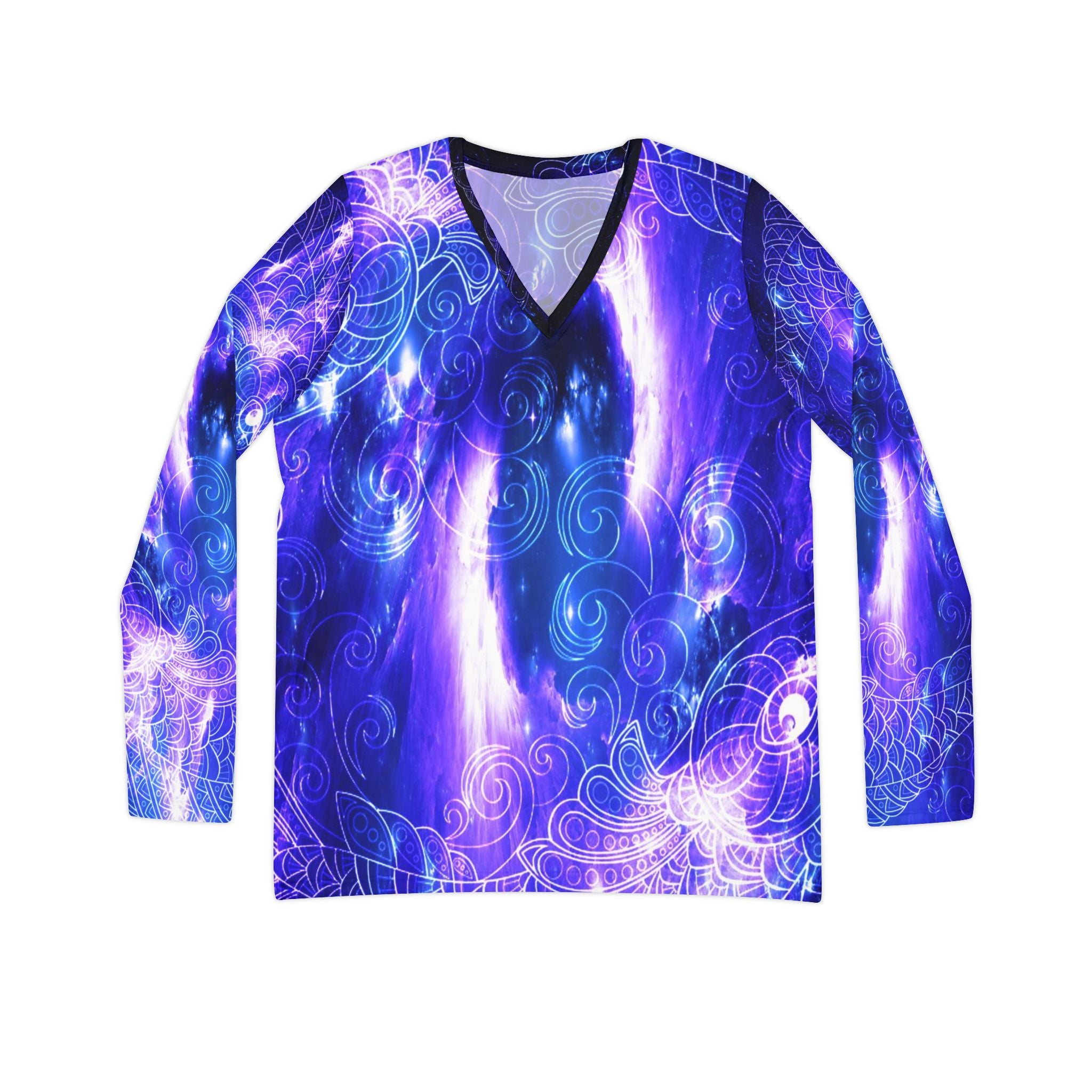 Amethyst Sapphire Koi Dreams Long Sleeve V-neck Shirt