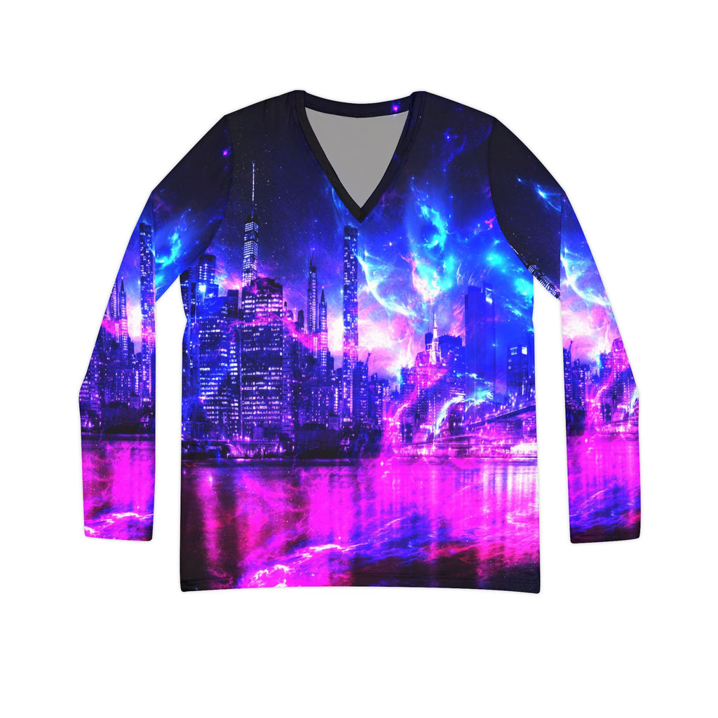 Amethyst New York Dreams Long Sleeve V-neck Shirt