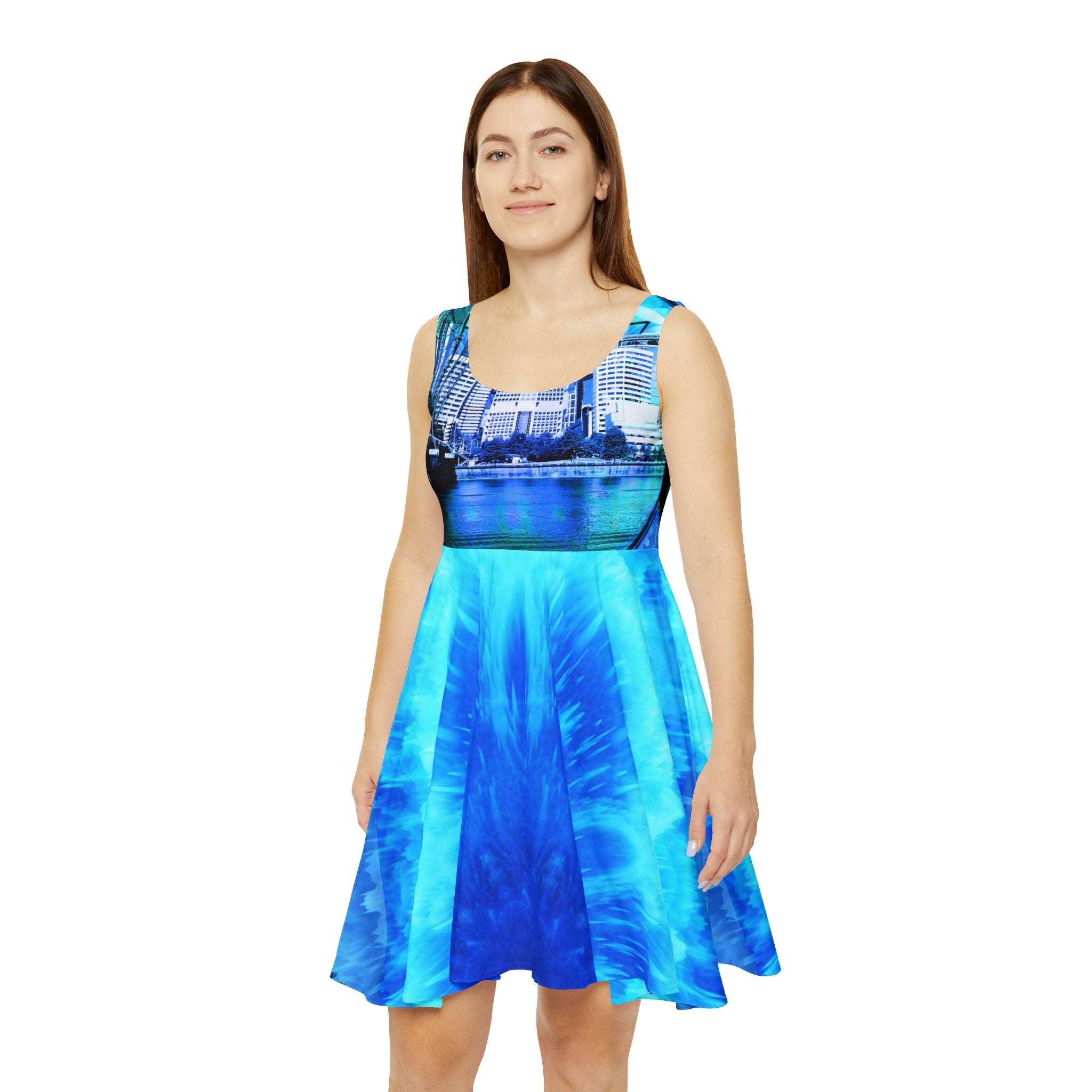 Amen Jin's Blue Fire Portland Meditations Women's Skater Dress