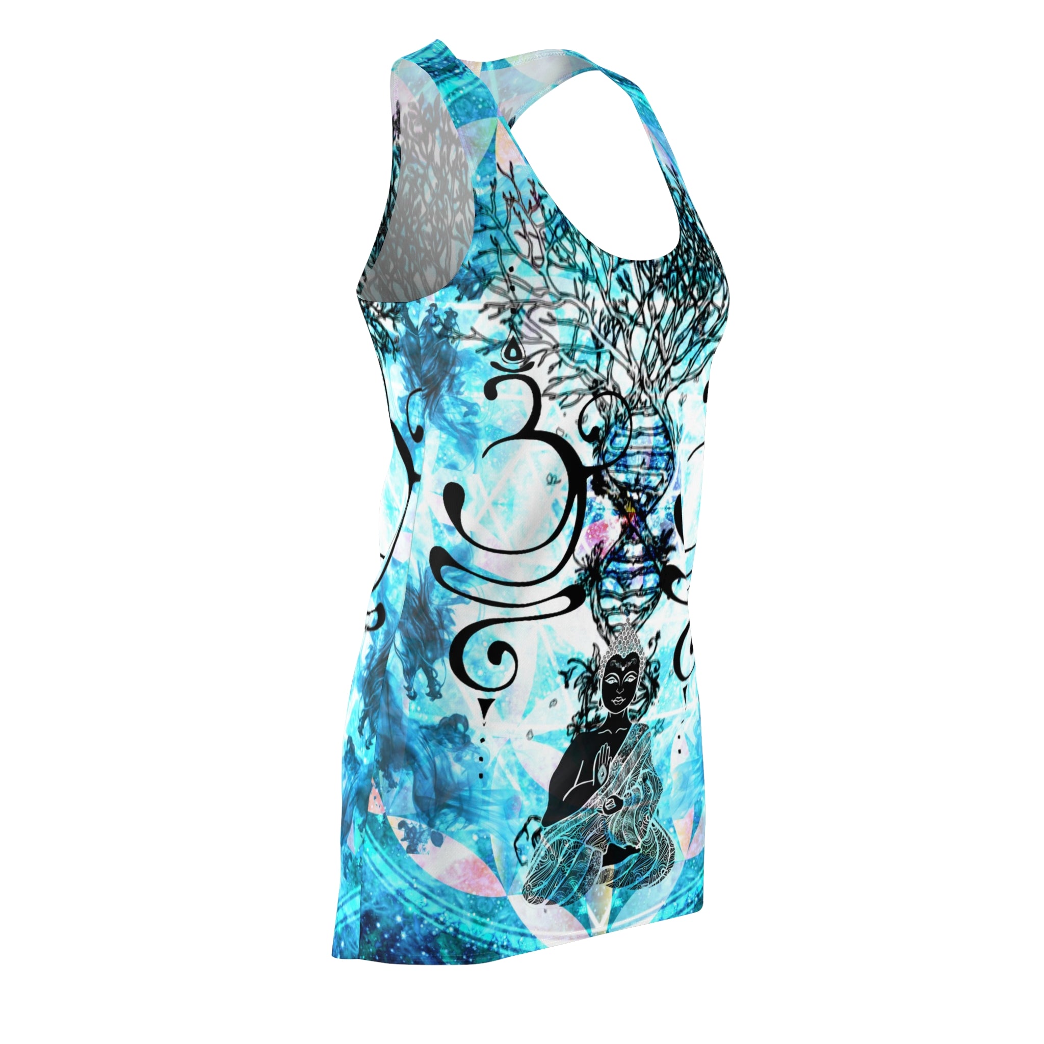 Amen Jin's All the White Horses Buddha Meditations Women's Racerback Dress