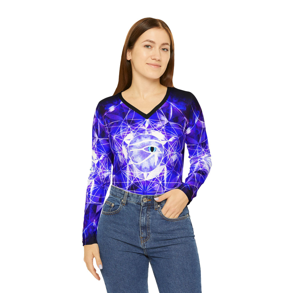 Ajna Illumination Meditations Long Sleeve V-neck Shirt