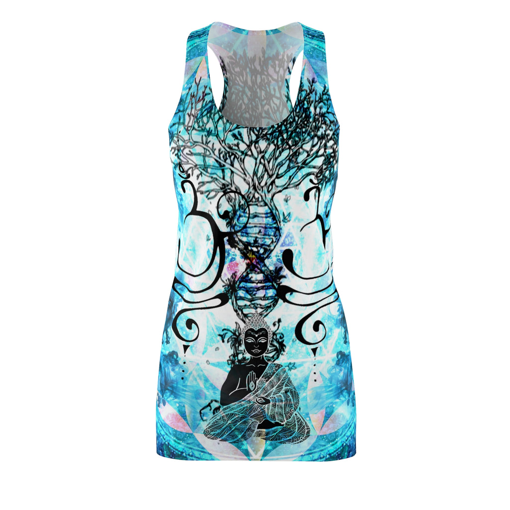 Amen Jin's All the White Horses Buddha Meditations Women's Racerback Dress