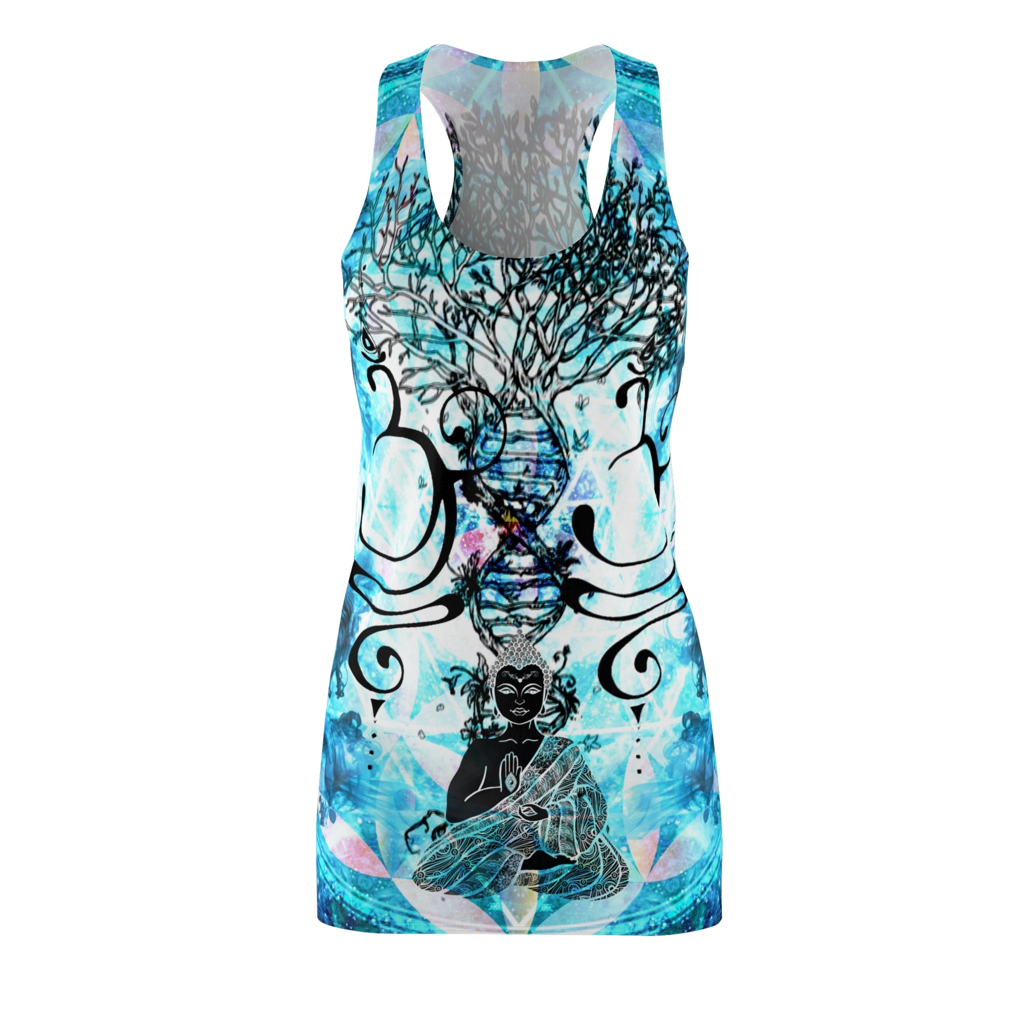 Amen Jin's All the White Horses Buddha Meditations Women's Racerback Dress
