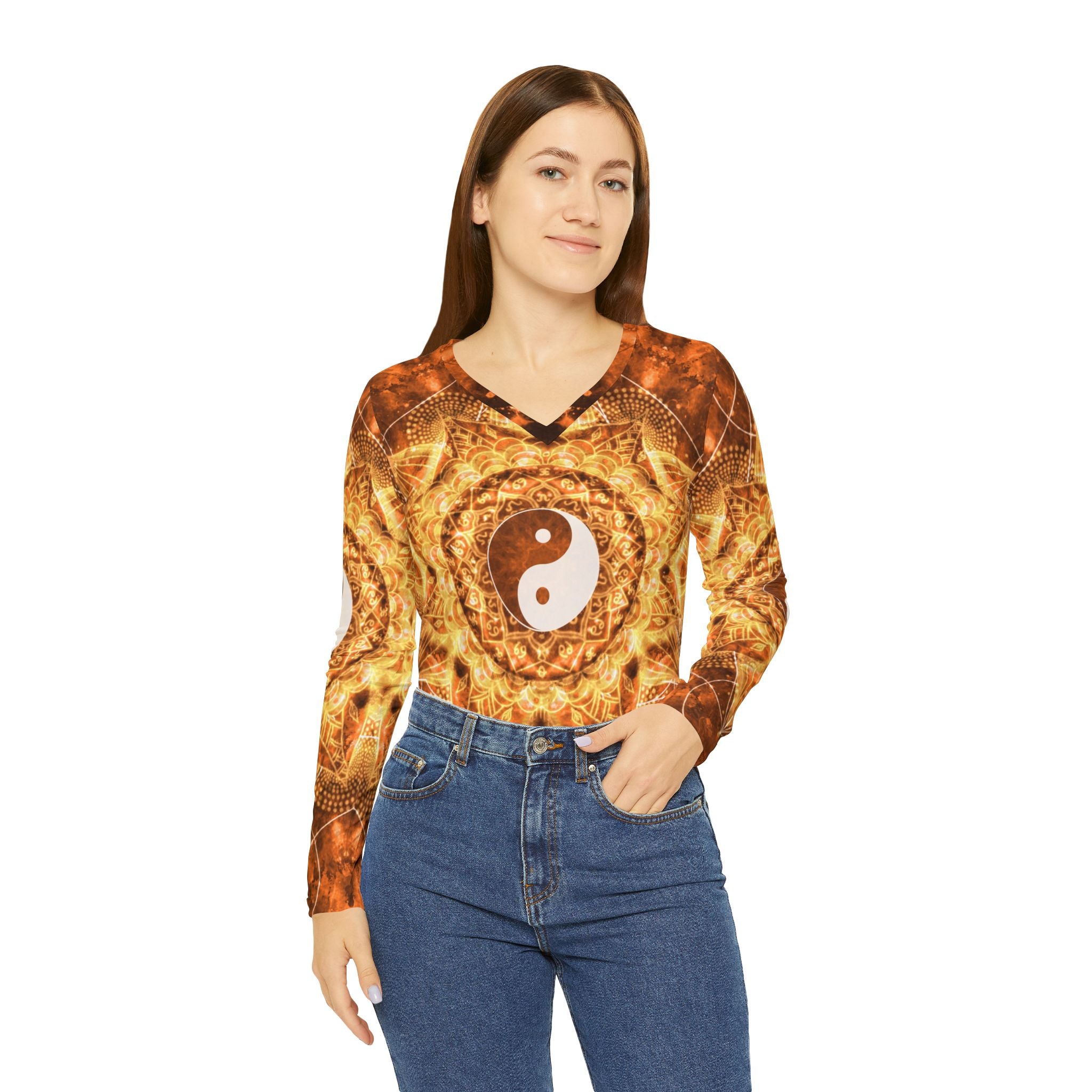 Svadisthana Yin Yang Meditations Long Sleeve V-neck Shirt
