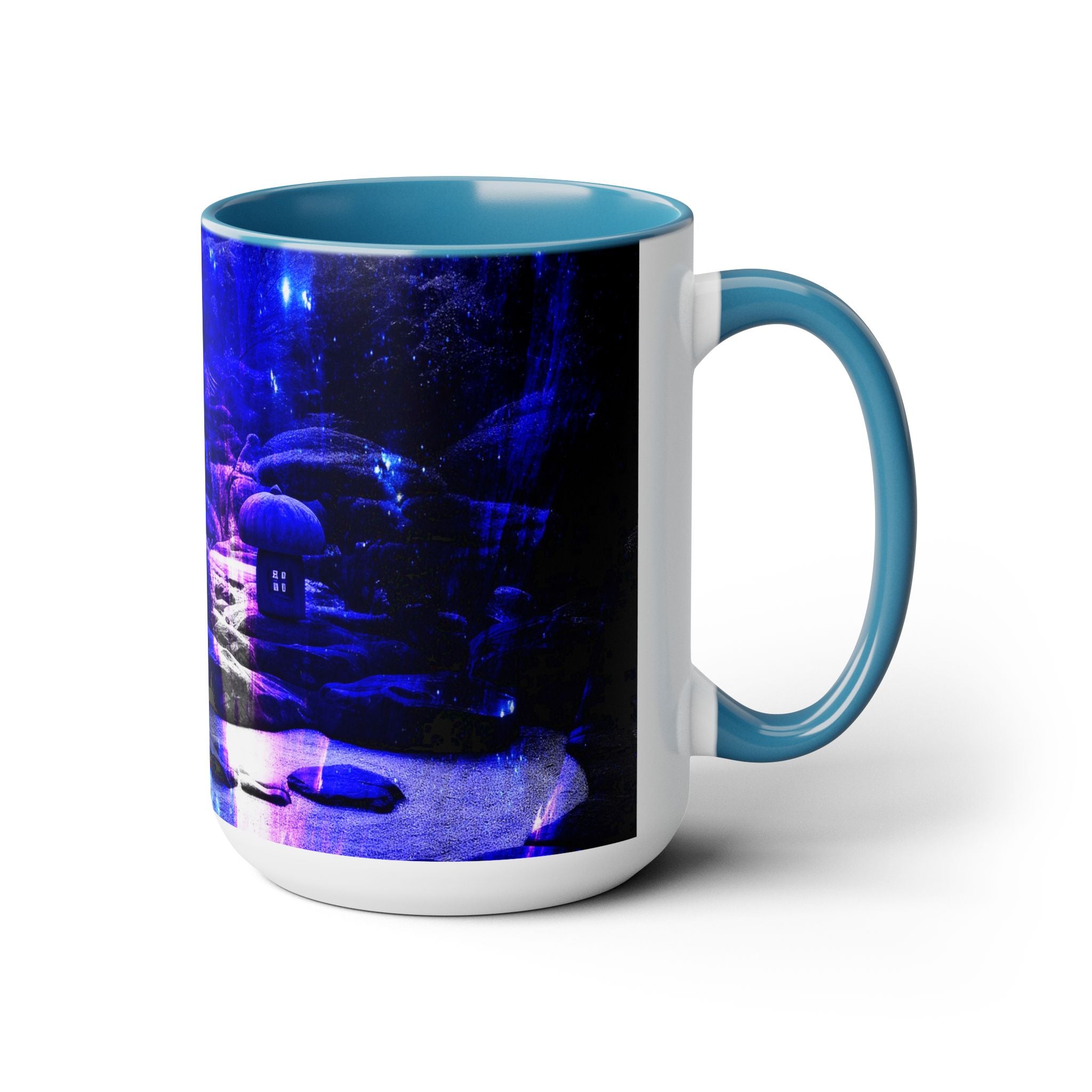 Amethyst Sapphire Tranquil Garden Dreams Two-Tone Coffee Mugs, 15oz