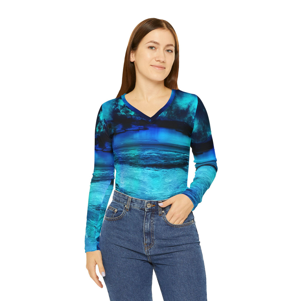 Dancing Lights Dreams Women's Long Sleeve V-Neck