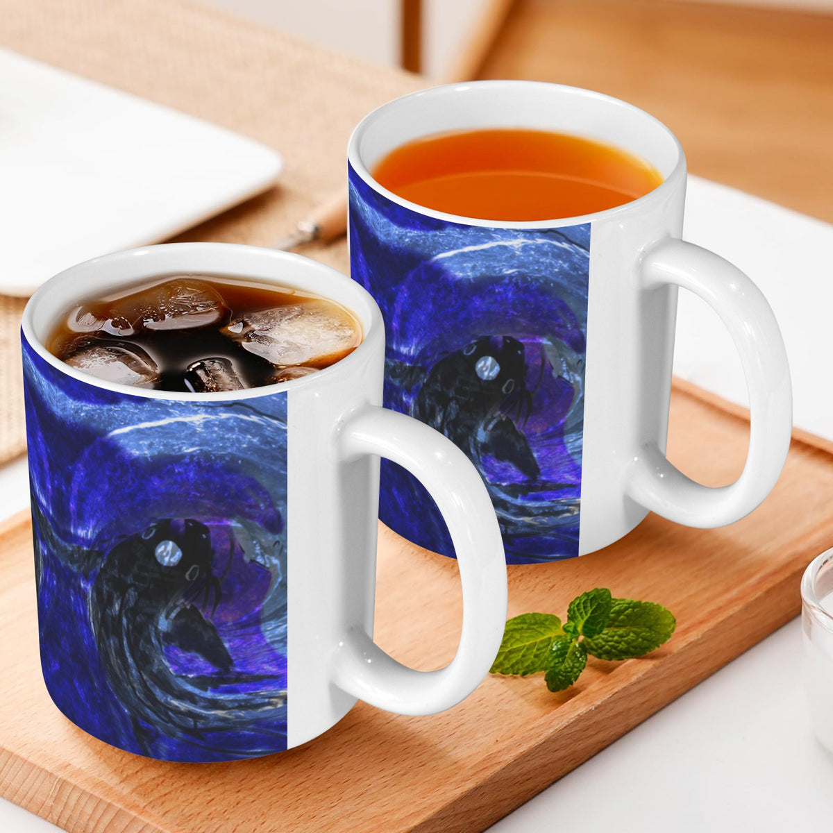 Katerina's Dragon's Eye Koi Desires Custom White Mug(11OZ)(Set of 2) | Ships from USA