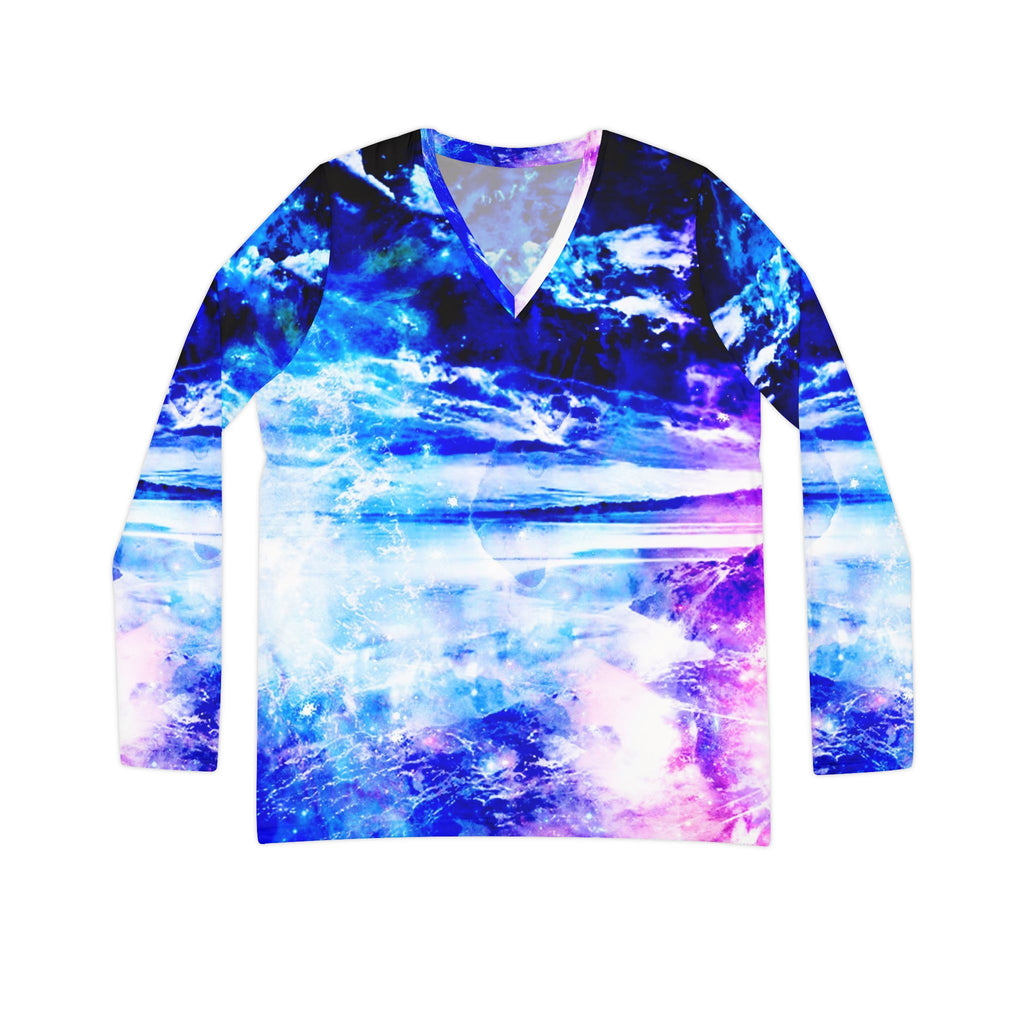 Creation's Heaven Dancing Sea Dreams Women's Long Sleeve V-neck Shirt