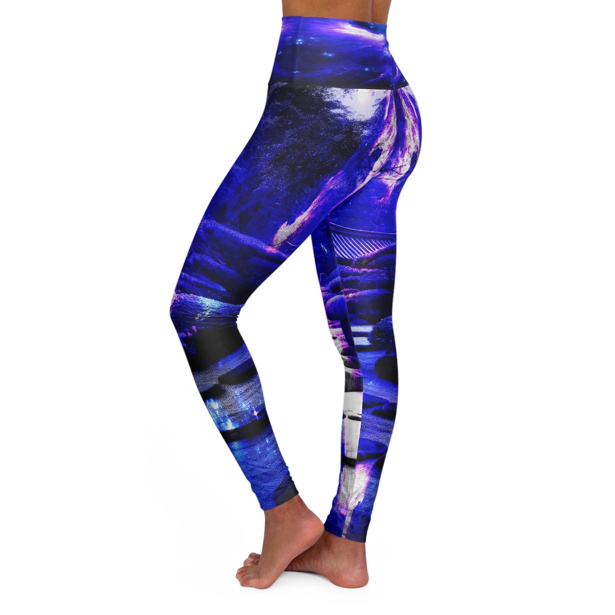 Amethyst Sapphire Tranquil Garden Dreams High Waisted Yoga Leggings