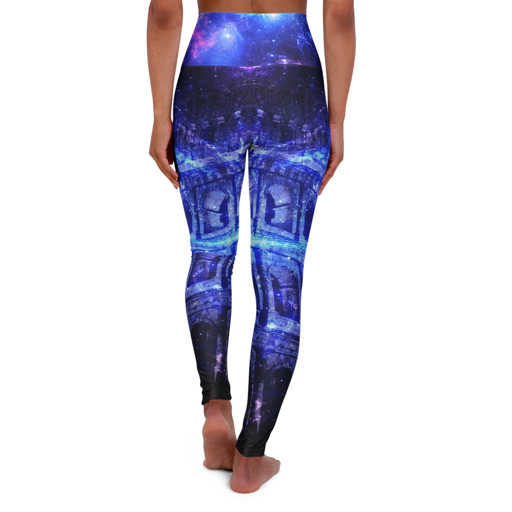 Iridescent Dreams of Roman Patterns Past High Waisted Yoga Leggings