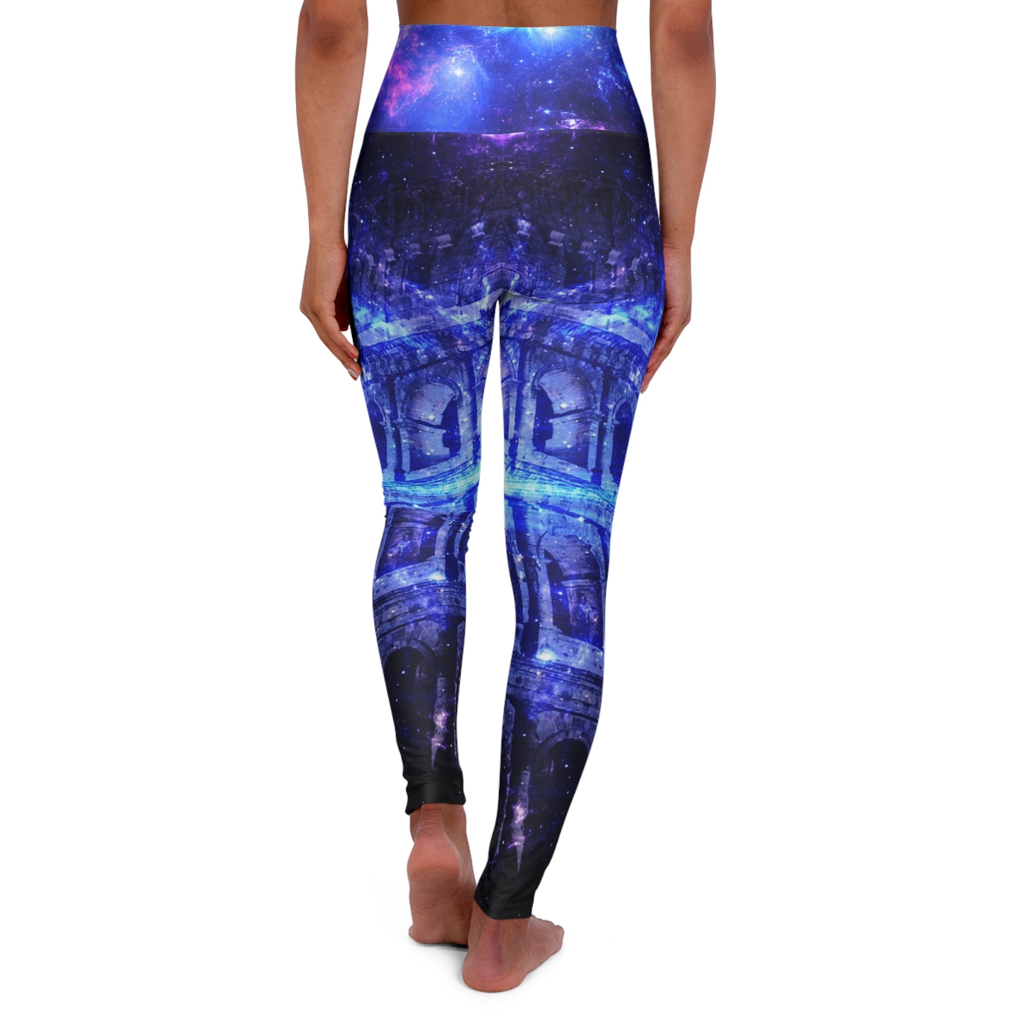 Iridescent Dreams of Roman Patterns Past High Waisted Yoga Leggings