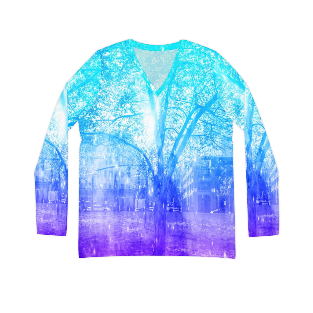 Vernal Tree Dreams Women's Long Sleeve V-Neck Shirt