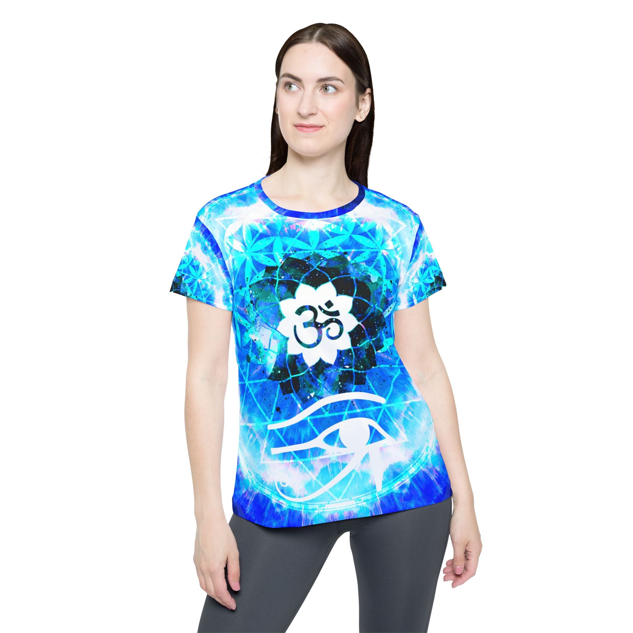 Amen Jin's Blue Sun Fairy Om Meditations Women's Sports Jersey