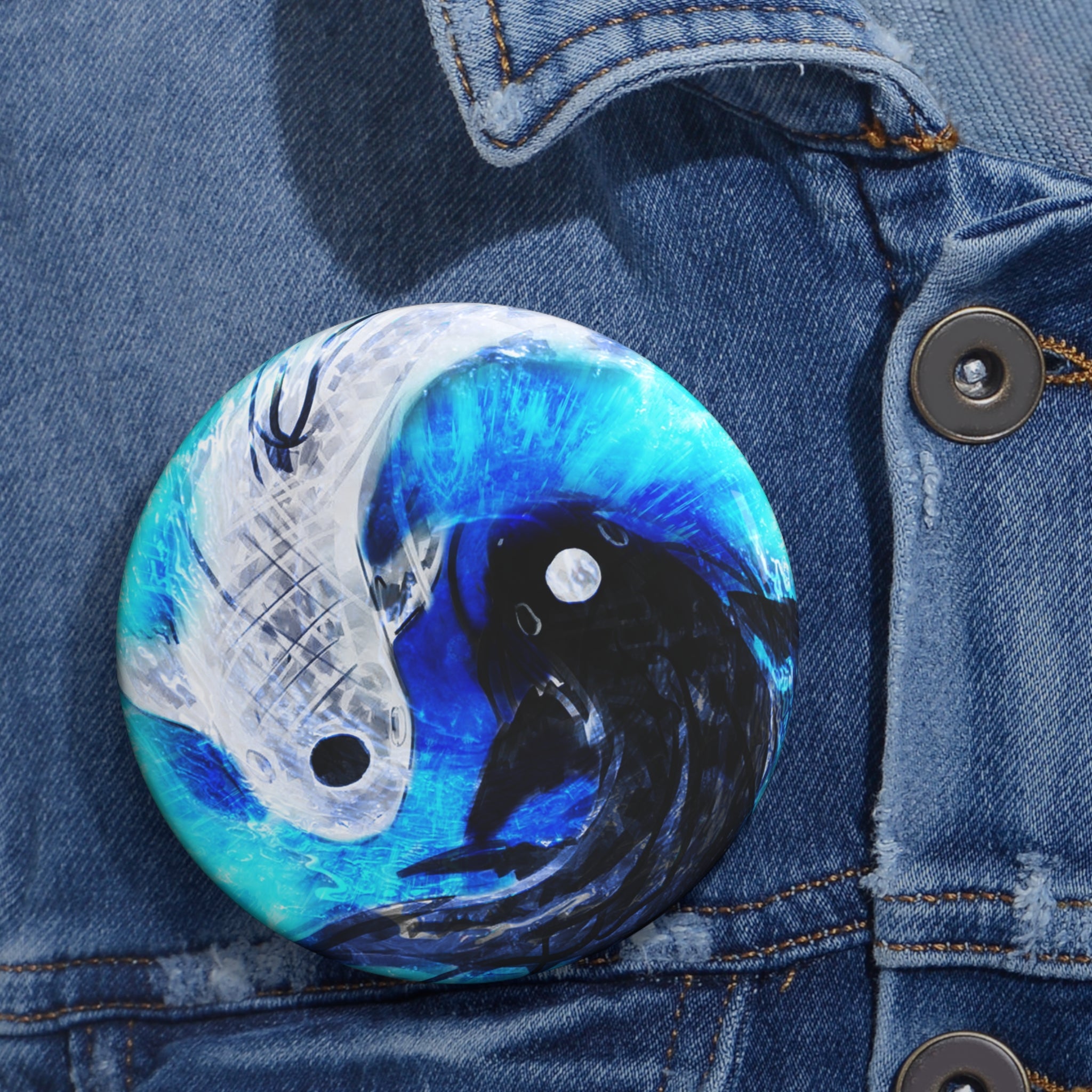 Amen Jin's Blue Fire Desires Koi Dreams Pin Buttons