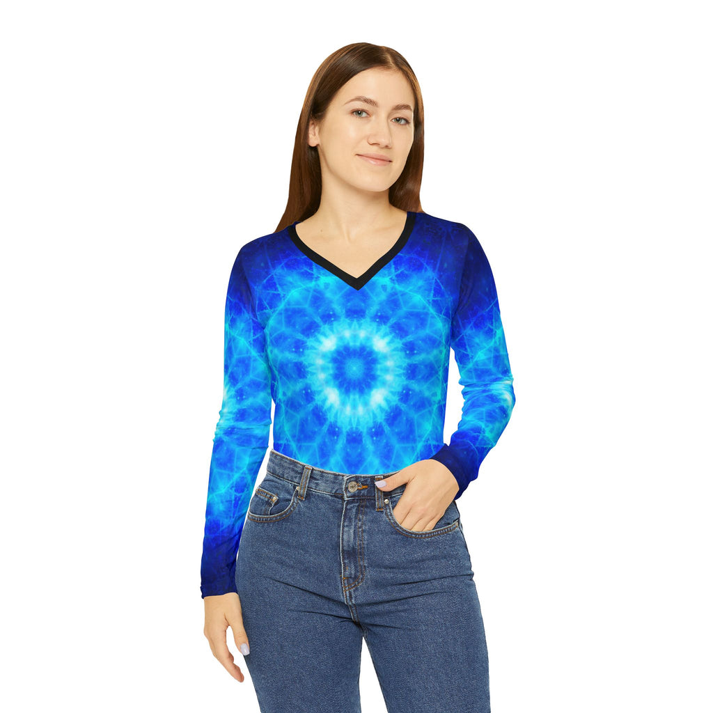 Amen Jin's Eros Desires Women's Long Sleeve V-neck Shirt