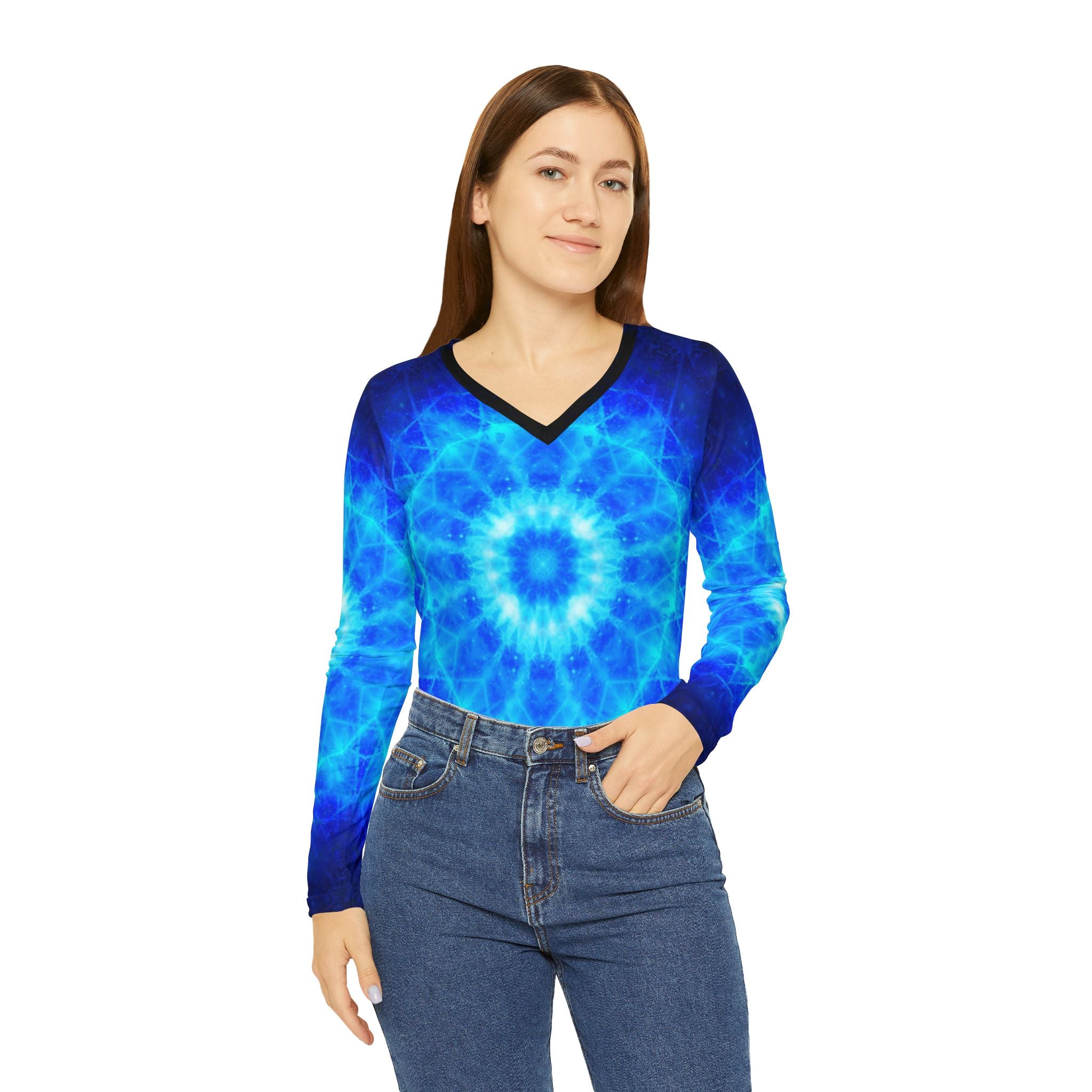 Amen Jin's Eros Desires Women's Long Sleeve V-neck Shirt