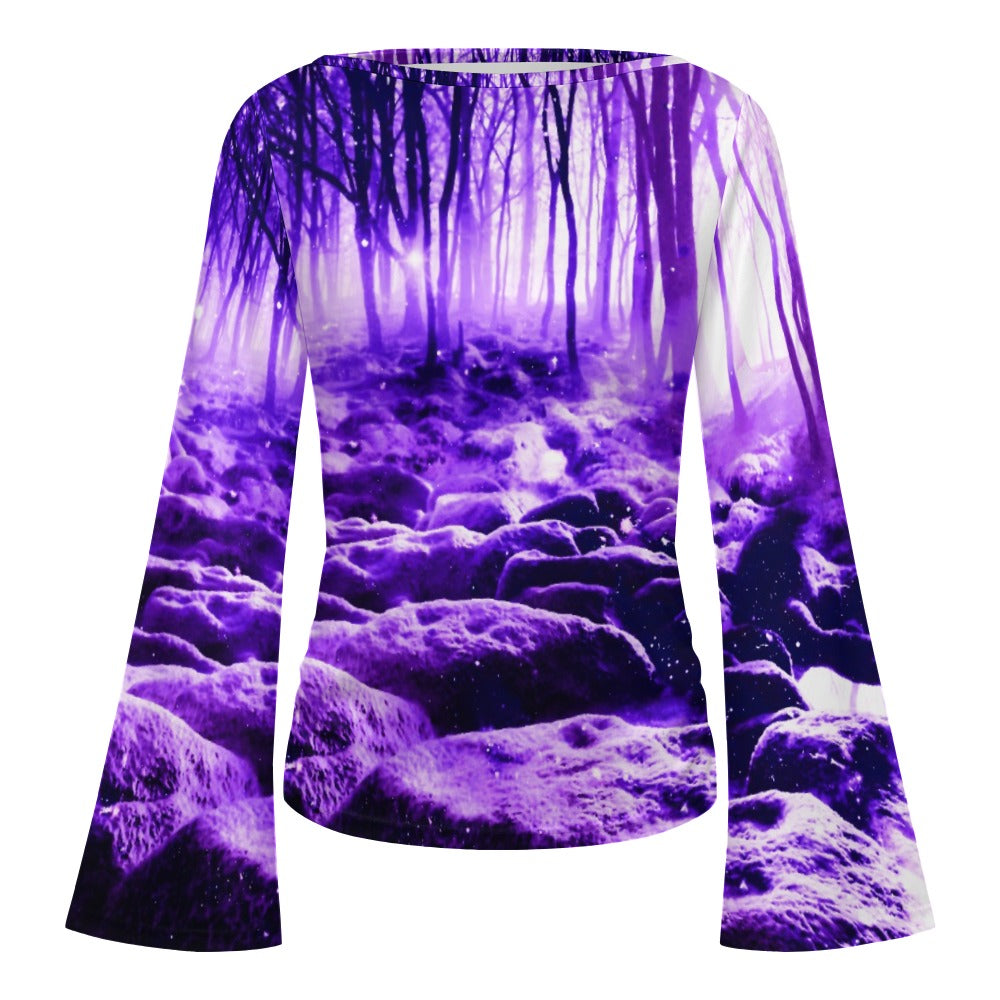 Clearing in the Forest Dreams Women's Boat Neck Bell Sleeve T-shirt