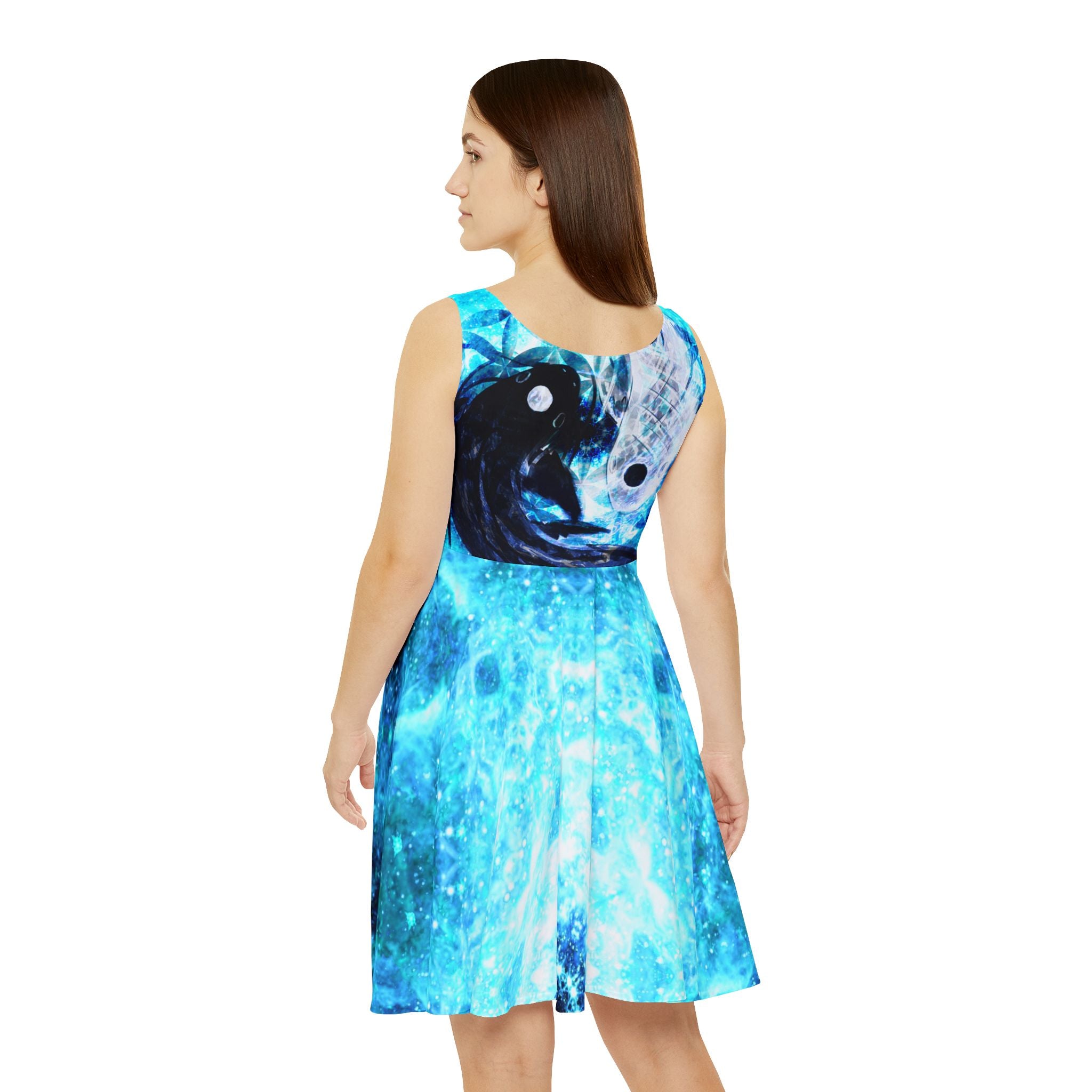 Amen Jin's all the White Horses Koi Meditations Women's Skater Dress