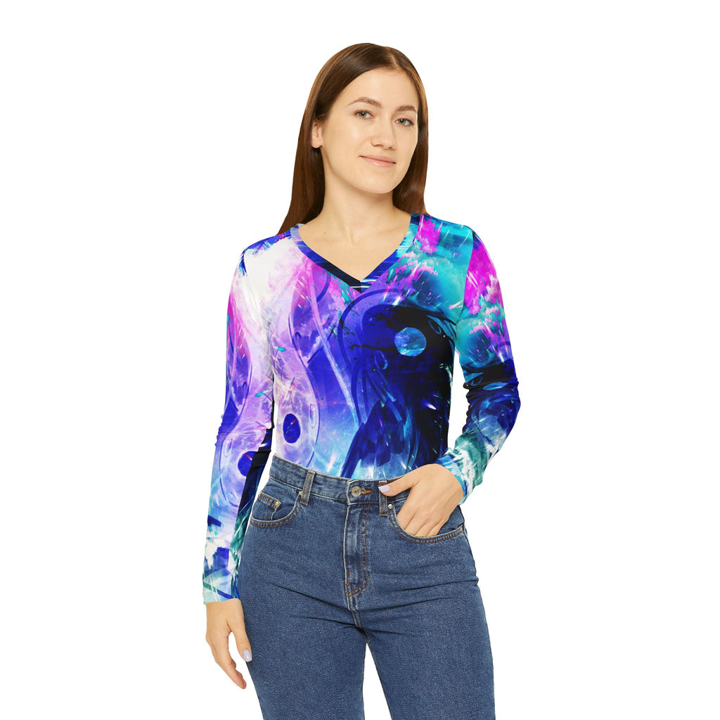 Creation Koi Desires Women's Long Sleeve V-neck Shirt