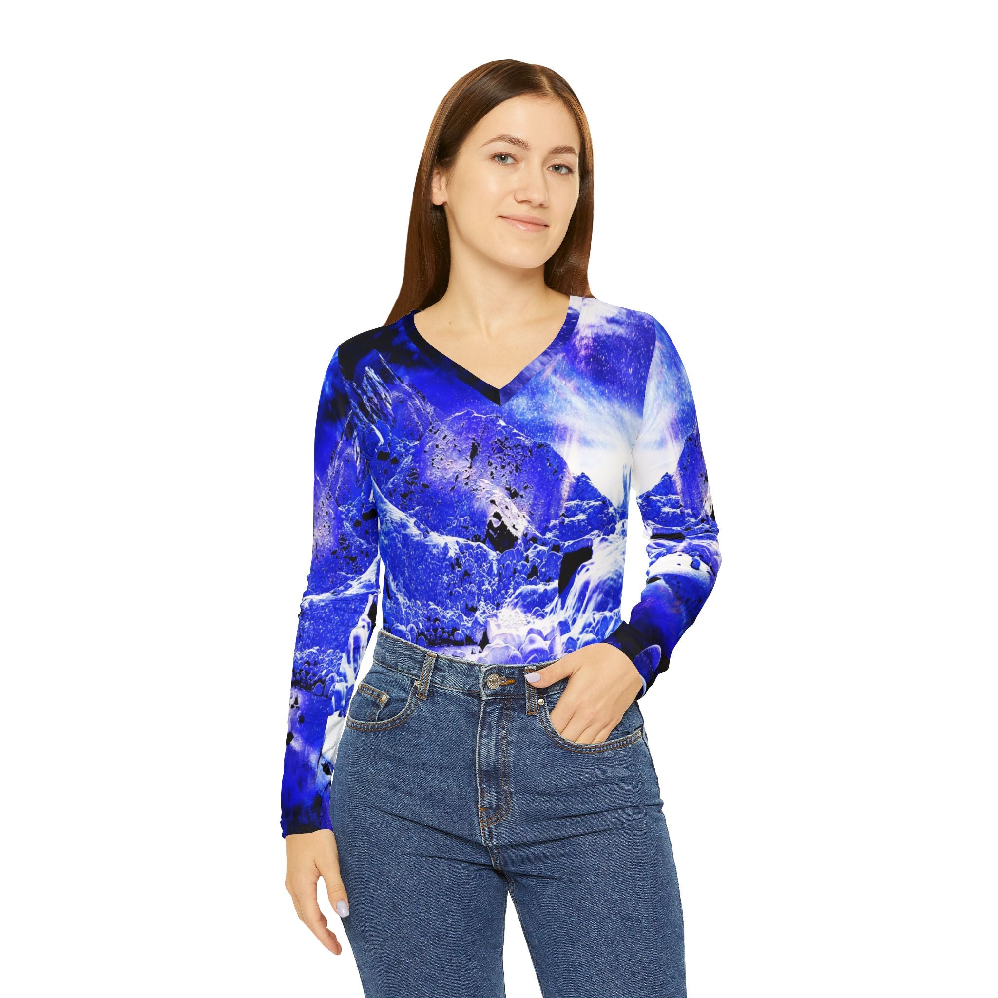 Yule Night Dreams Long Sleeve V-neck Shirt