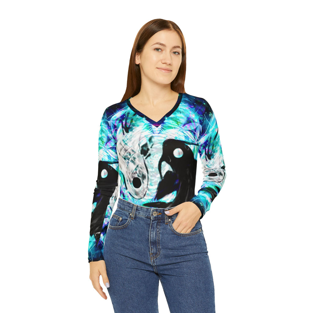 Katerina's Now & Forever Koi  Meditations Women's V-Neck Long Sleeve