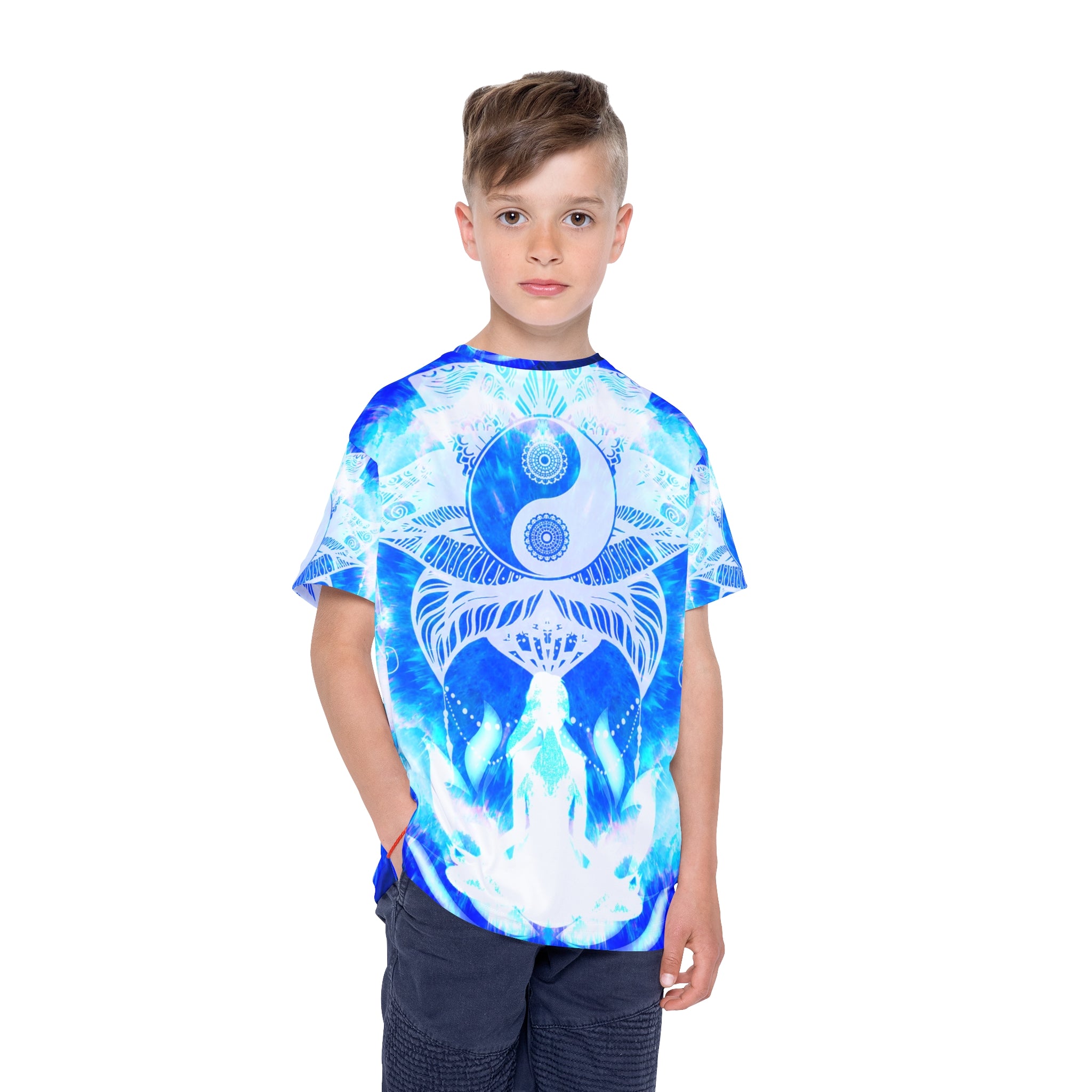 Amen Jin's Blue Sun Lotue Meditations Kids Sports Jersey