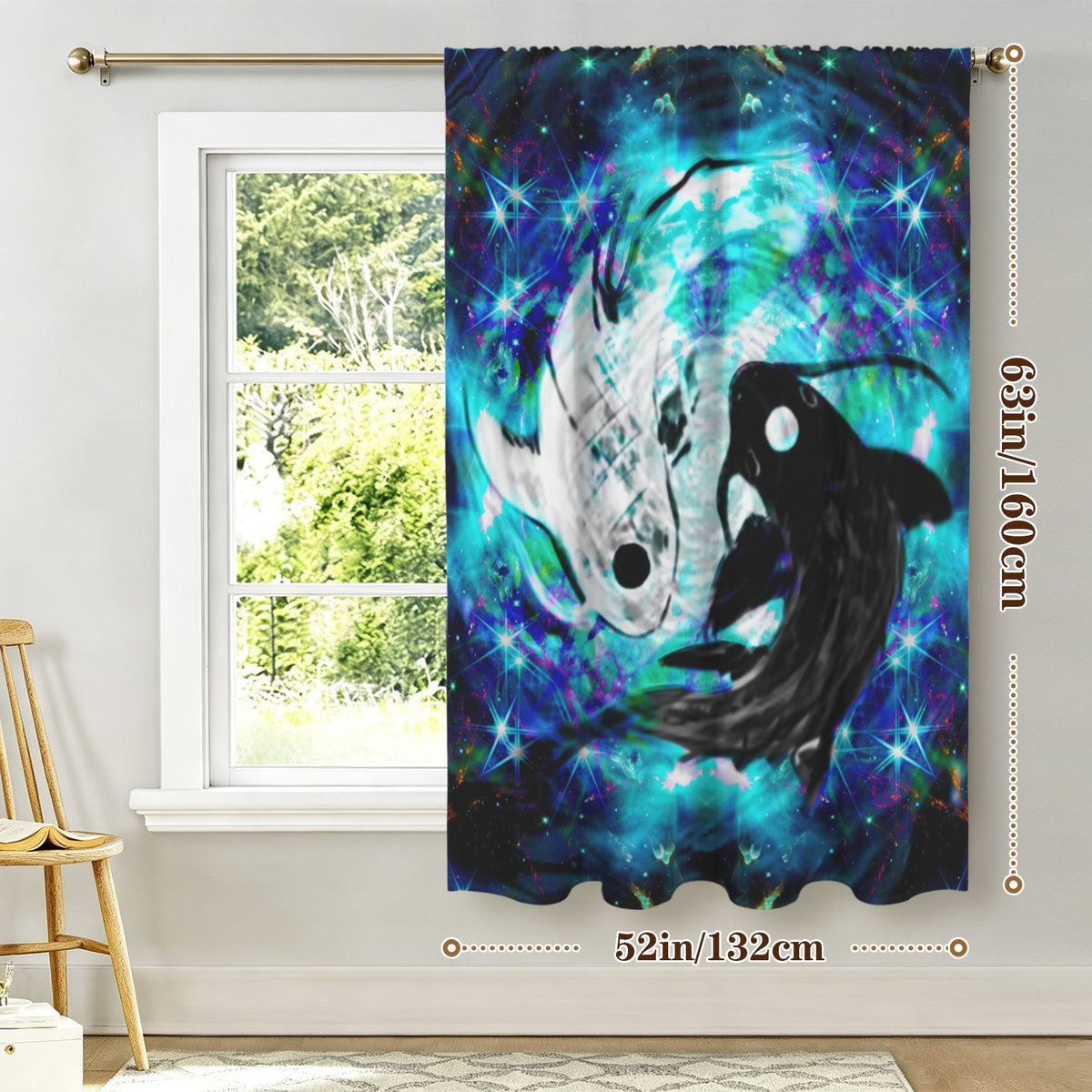 Katerina's Now & Forever Koi Desiresu Window Curtain 52" x 63" ( 1 Piece ) | Ships from USA