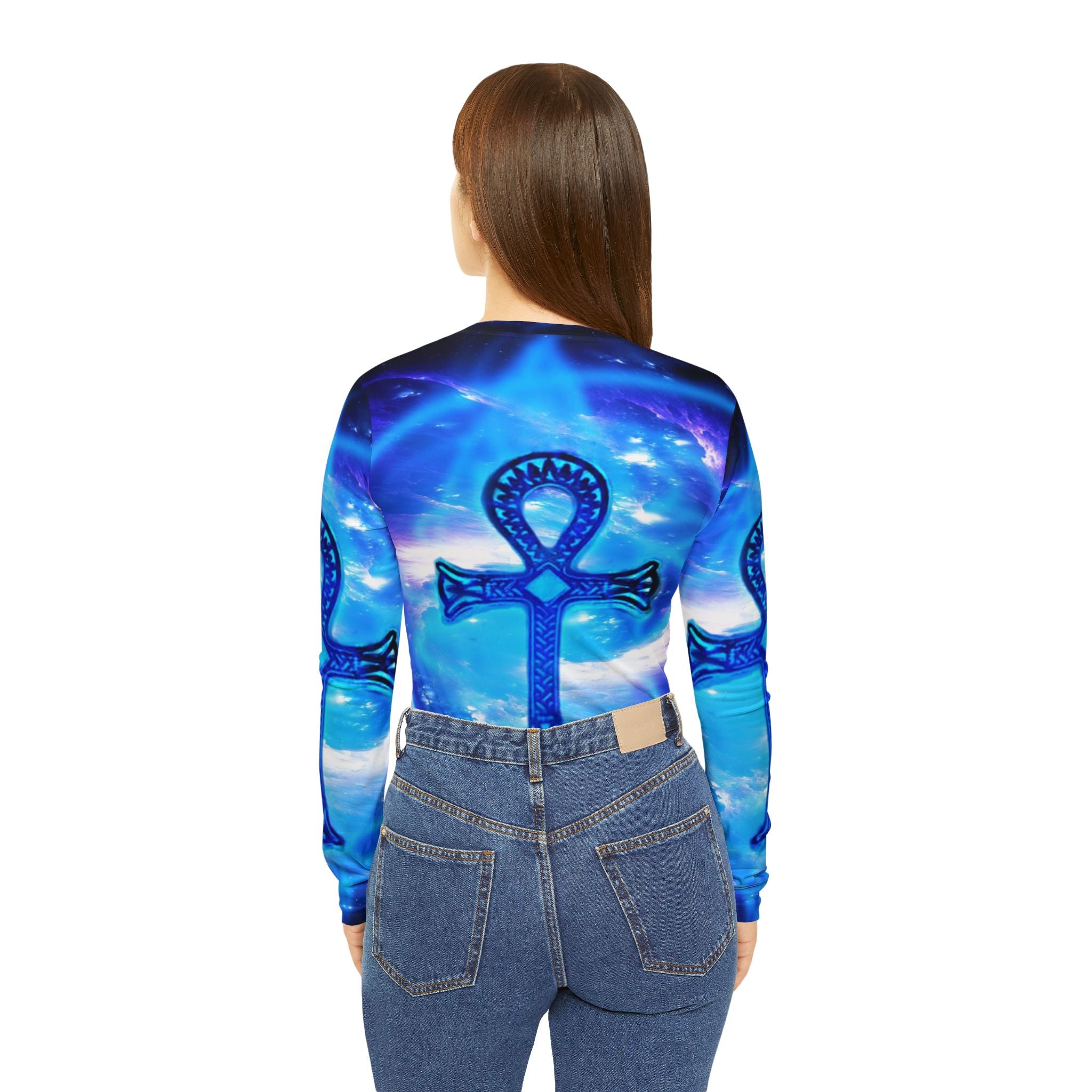 Amethyst Sapphire Ankh Dreams Women's Long Sleeve V-neck