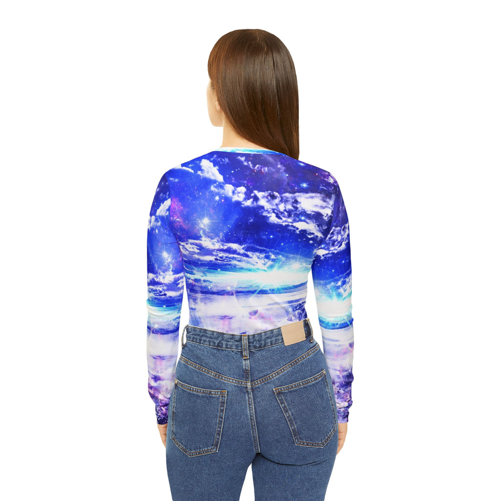 Iridescent Dancing Sea Dreams Women's Long Sleeve V-neck Shirt