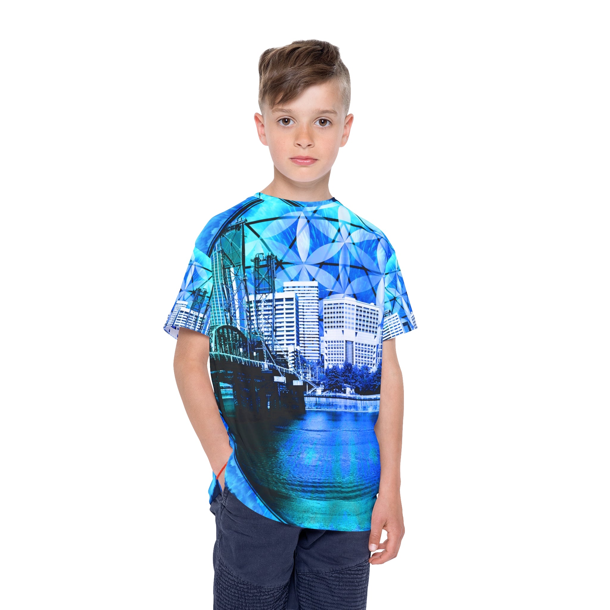 Amen Jin Blue Fire Portland Meditations Kids Sports Jersey