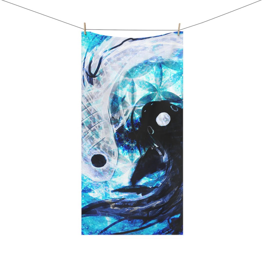 Amen Jin's All the White Horses Koi Meditations Mink-Cotton Towel