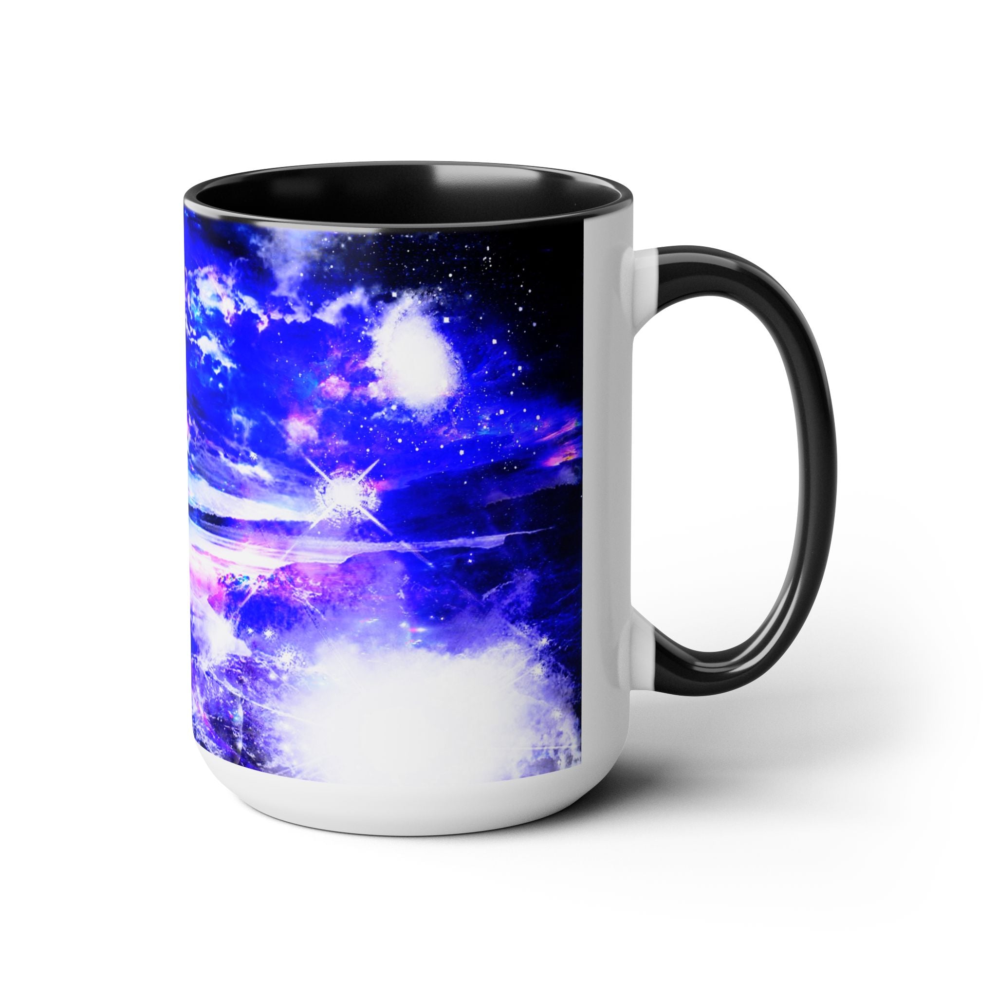 Amethyst Sapphire Dancing Sea Dreams Two-Tone Coffee Mugs, 15oz
