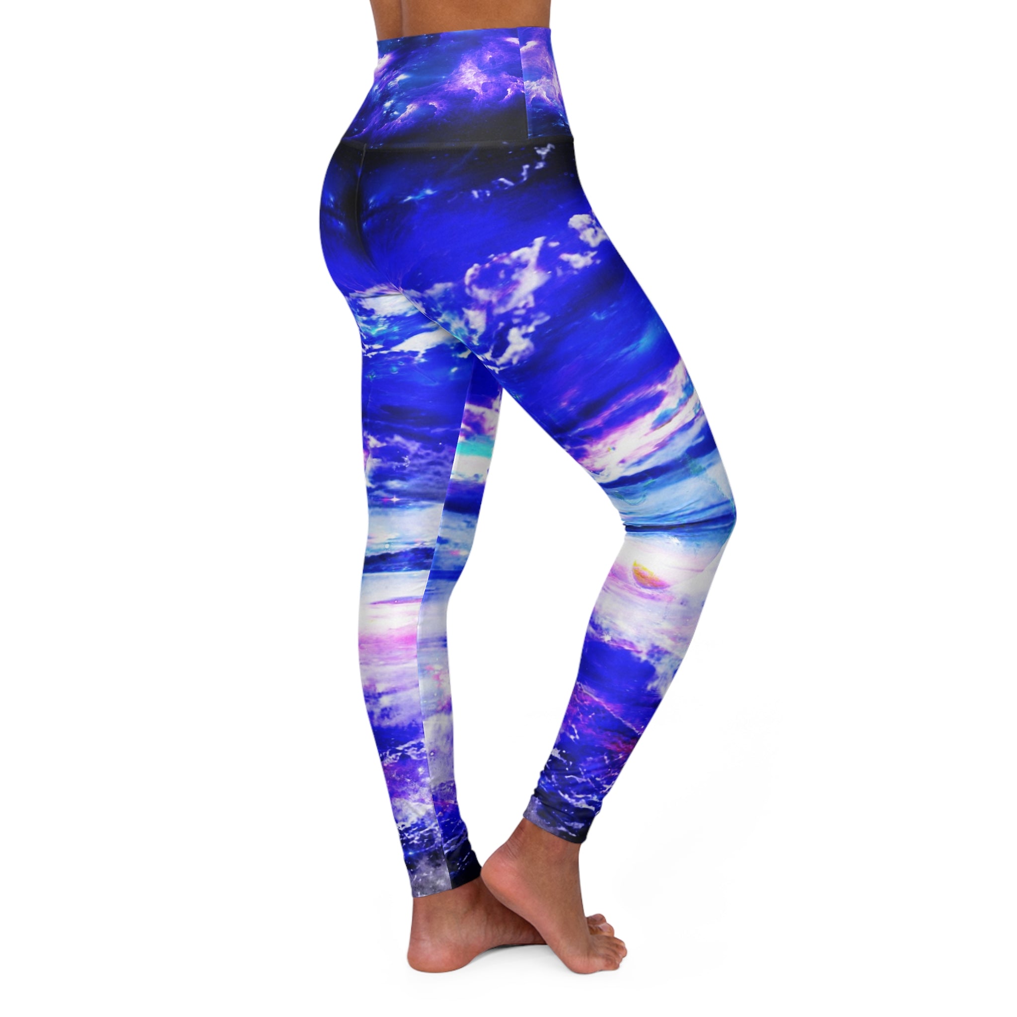 Amethyst Sapphire Dancing Sea Dreams High Waisted Yoga Leggings
