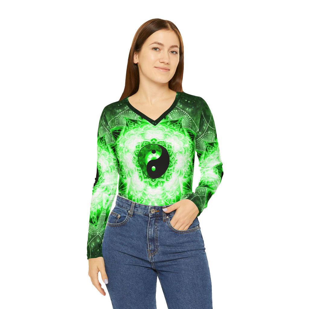 Anahata Yin Yang Meditations Long Sleeve V-neck Shirt