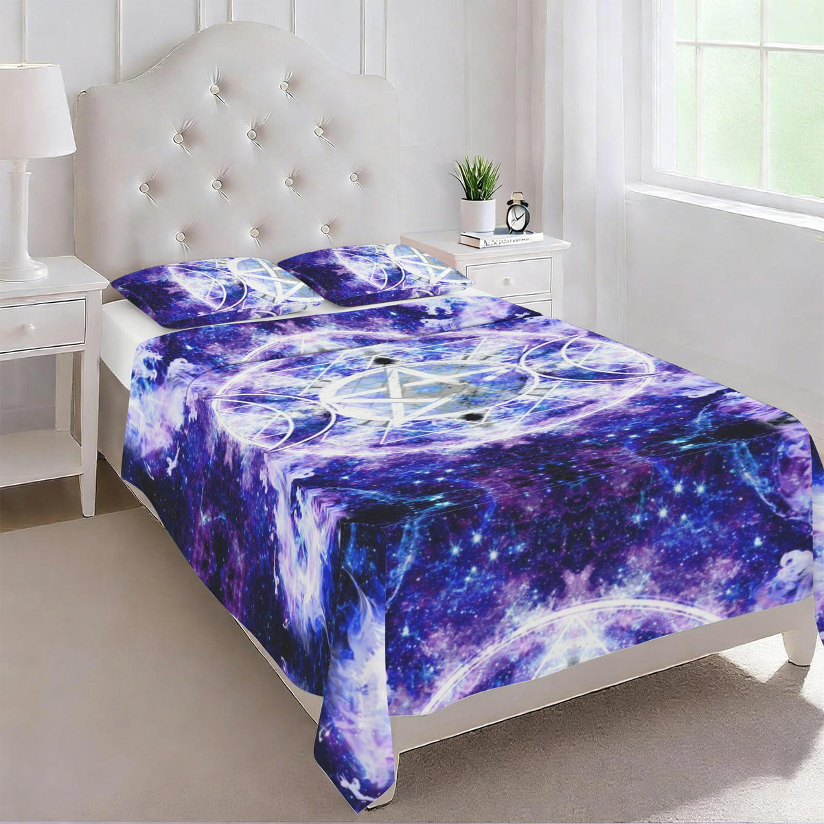 Amen Jin's Katerina's Dracularian Dragoness Triple Goddess Meditations 3-Piece Bedding Set (Bed Sheet + Pillowcases)  | Ships from USA