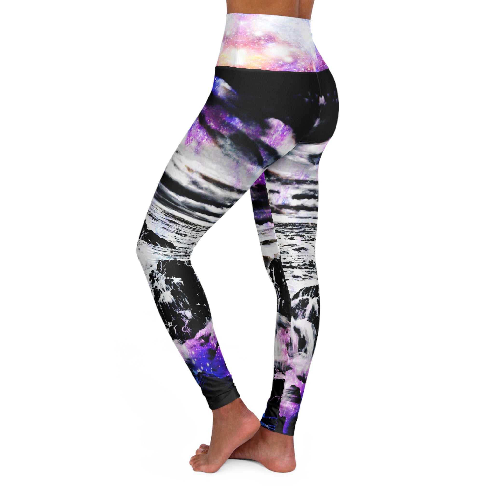 Rainbow Universe Cosmic Falls Dreams High Waisted Yoga Leggings