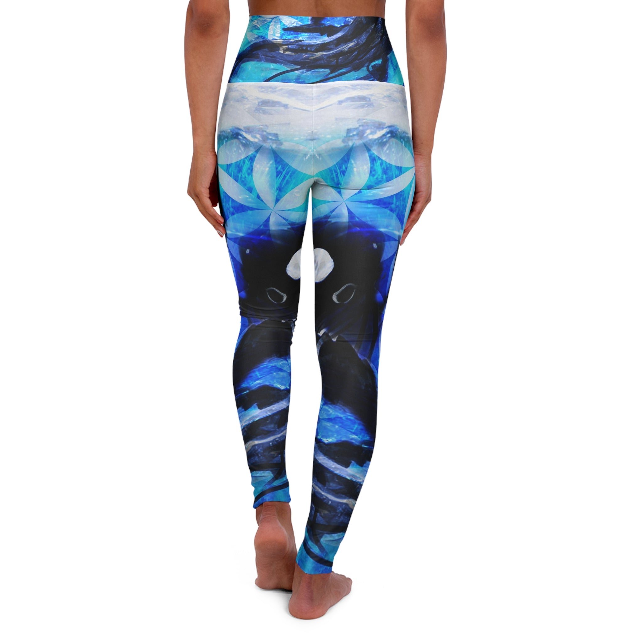 Amen Jin's Blue Fire Koi Meditations High Waisted Yoga Leggings