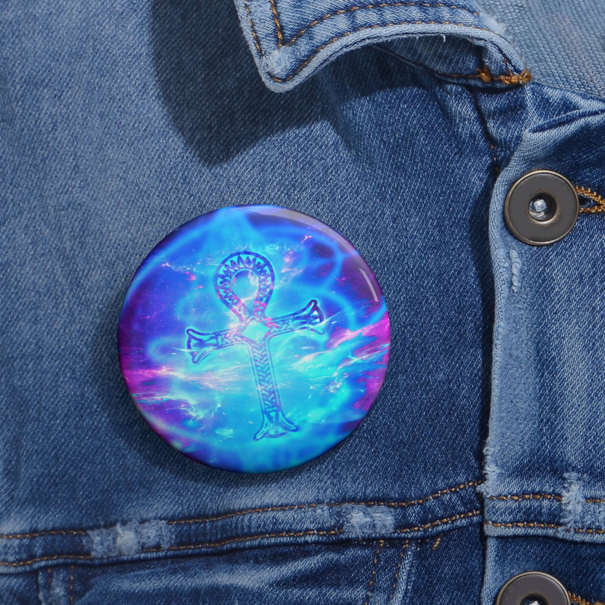 Amethyst Ankh Dreams Pin Buttons