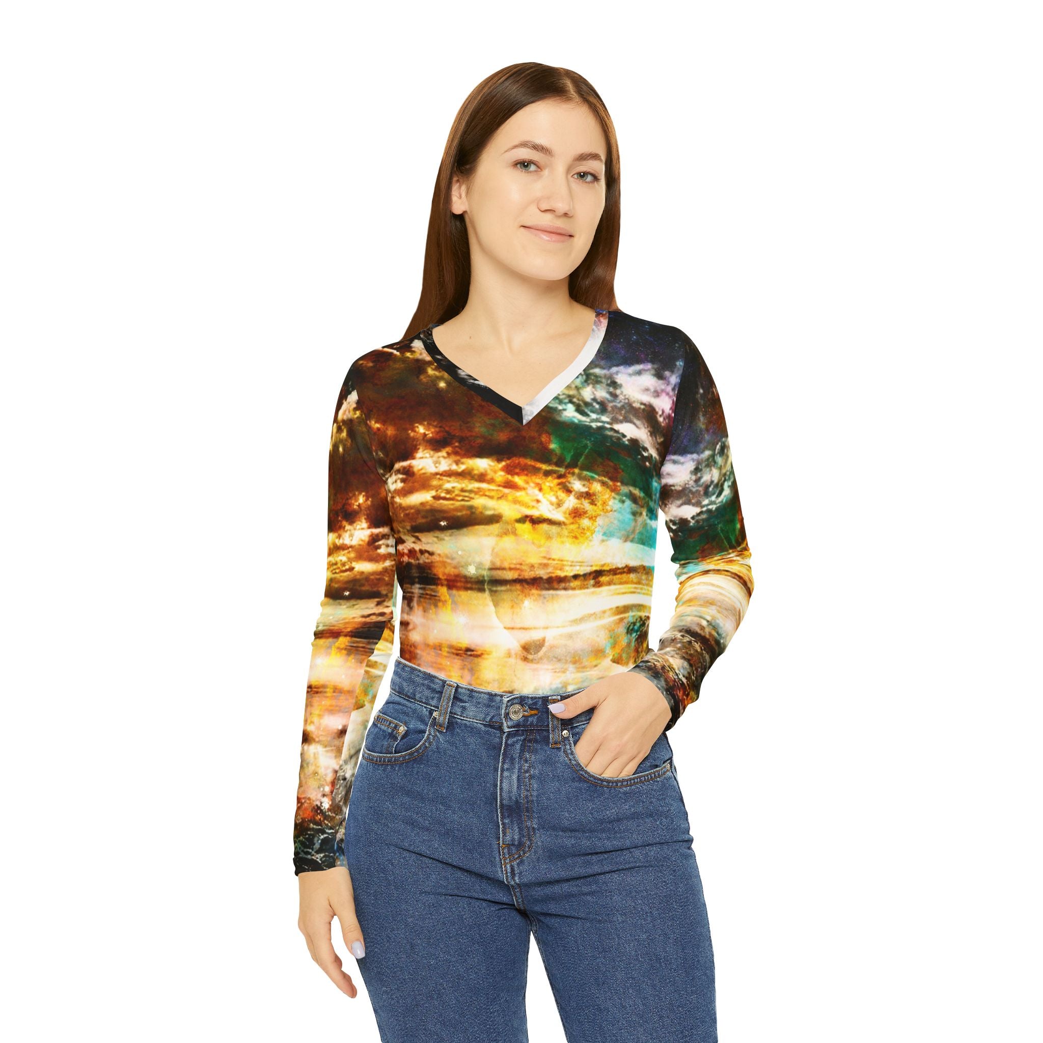 Breathe Again Dancing Sea Dreams Women's Long Sleeve V-neck