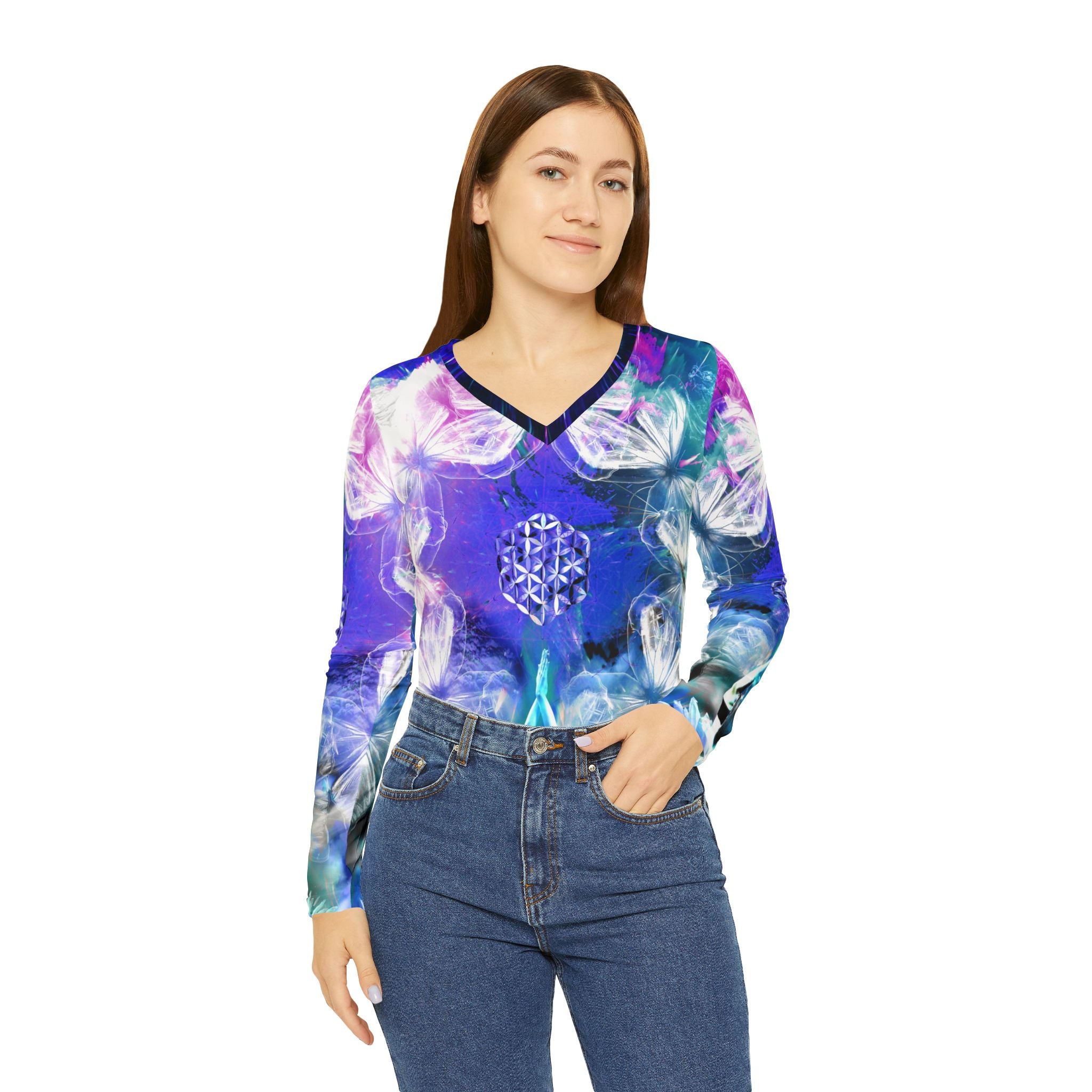 Creation's Metamorphosis Meditations Women's Long Sleeve V-neck