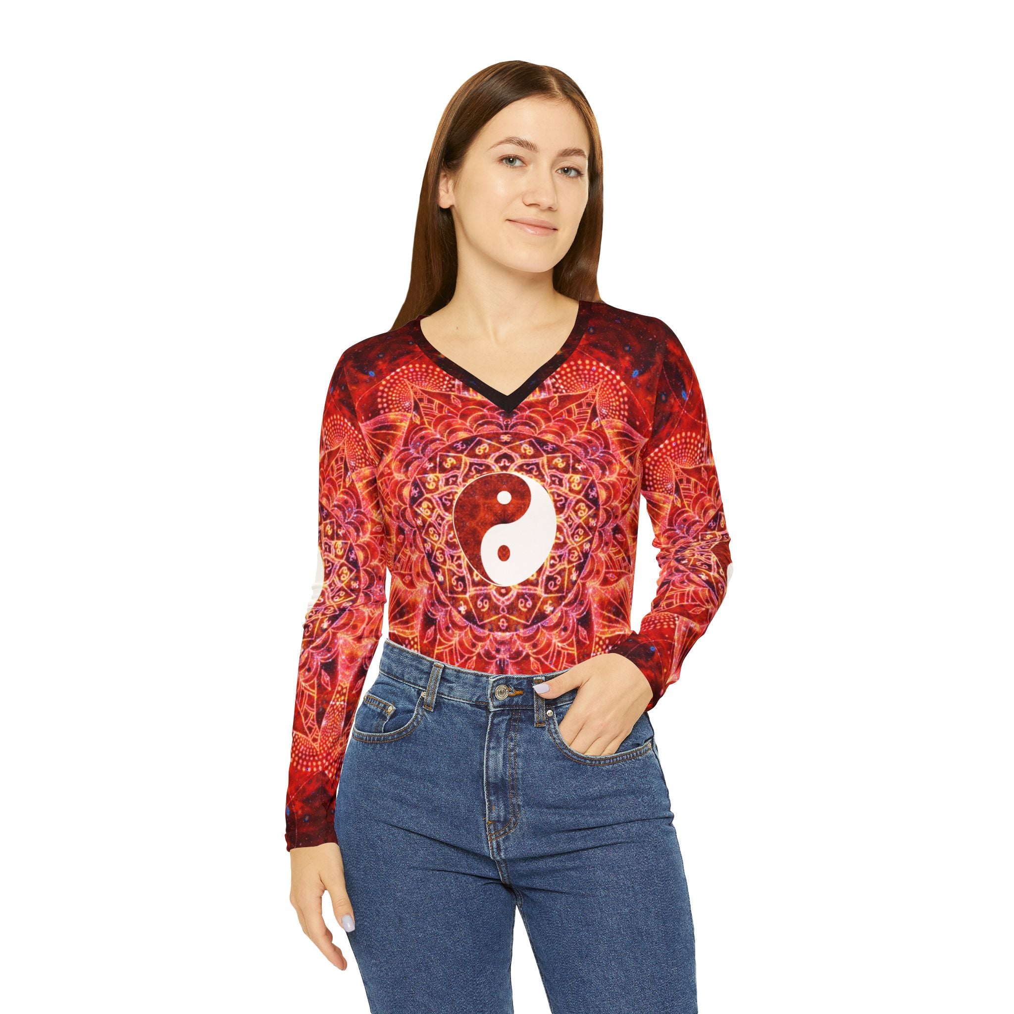 Muladhara Yin Yang Meditations Long Sleeve V-neck Shirt