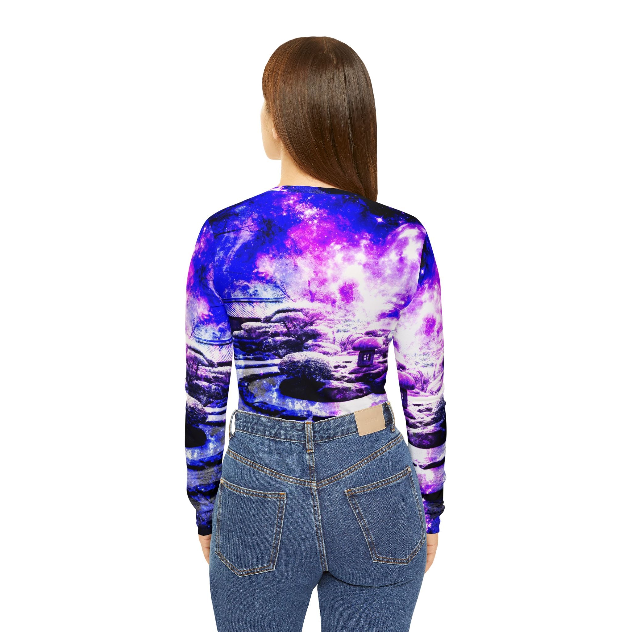 Amethyst Rose Tranquil Garden Dreams Women's Long Sleeve V-neck Shirt