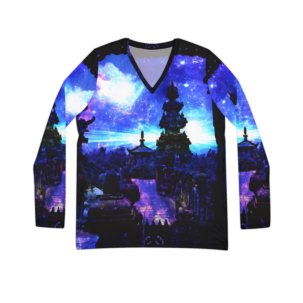 Iridescent Balinese Dreams Women's Long Sleeve V-neck Shirt