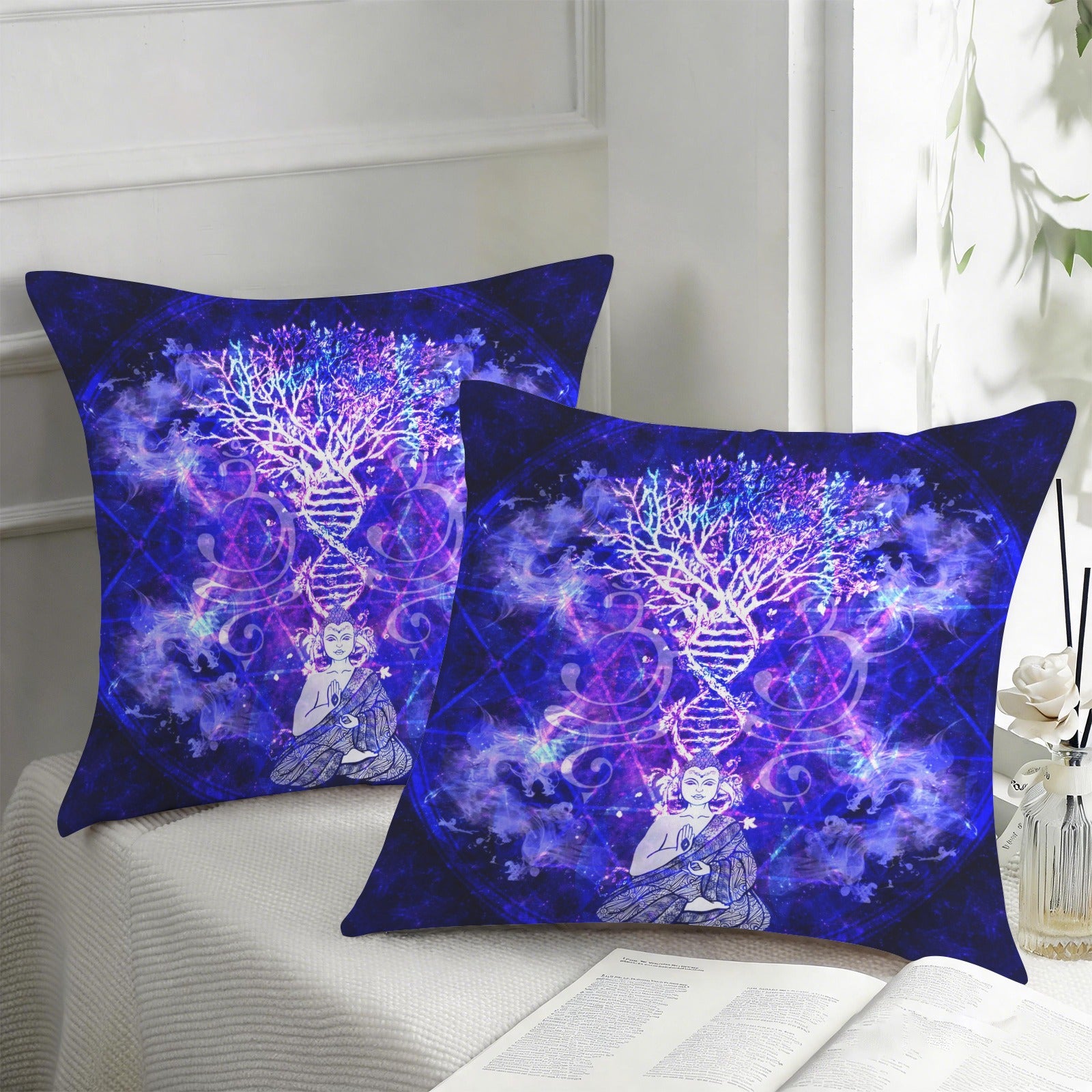 Katerina’s Dragon's Eye Desires Buddha Meditations Custom Pillow Cases 18" x 18" (2-Pack) | Ships from USA