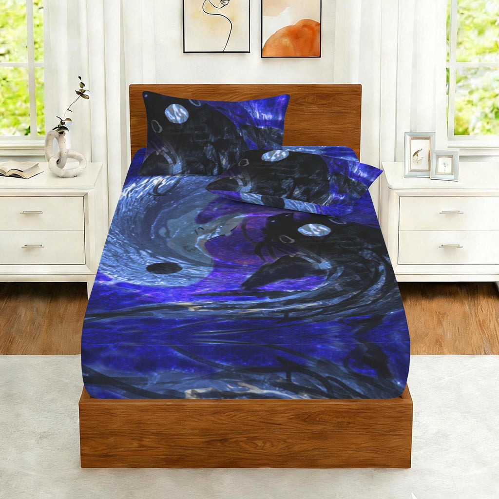 Katerina's Dragon's Eye Desires Koi Dreams Twin Bedding Set (Fitted Sheet + Pillowcases) | Ships from USA